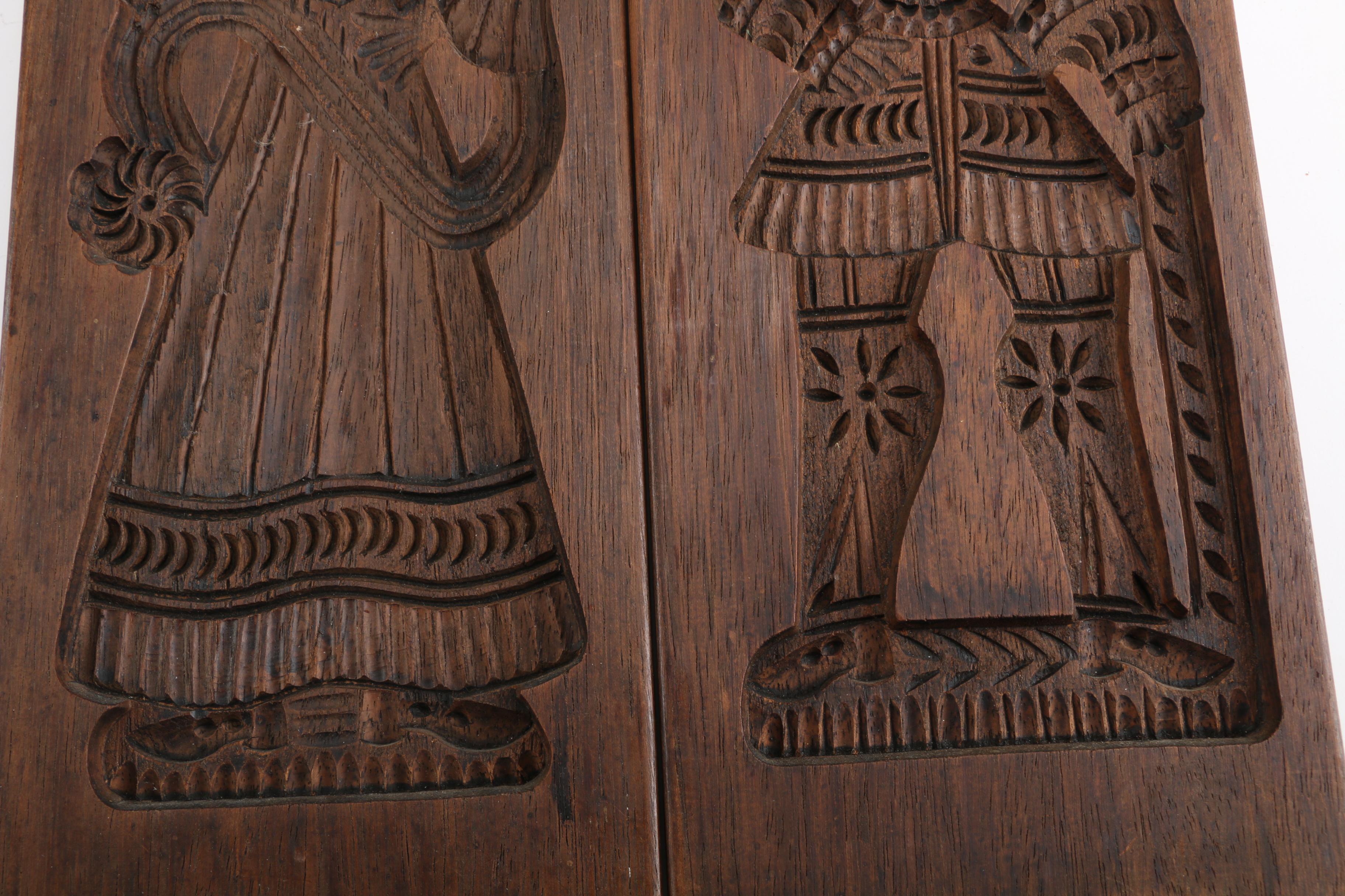 Antique Wood Dutchman and Dutchwoman Cookie Molds