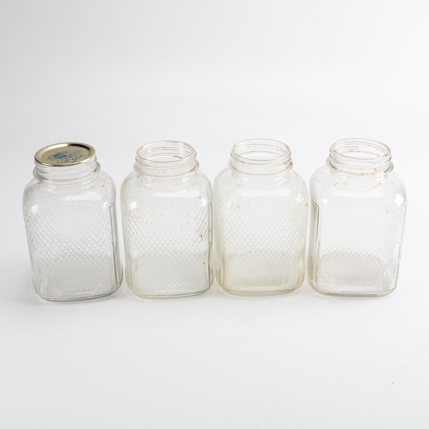 Depression Era Quilted Glass Coffee and Collectible Jars