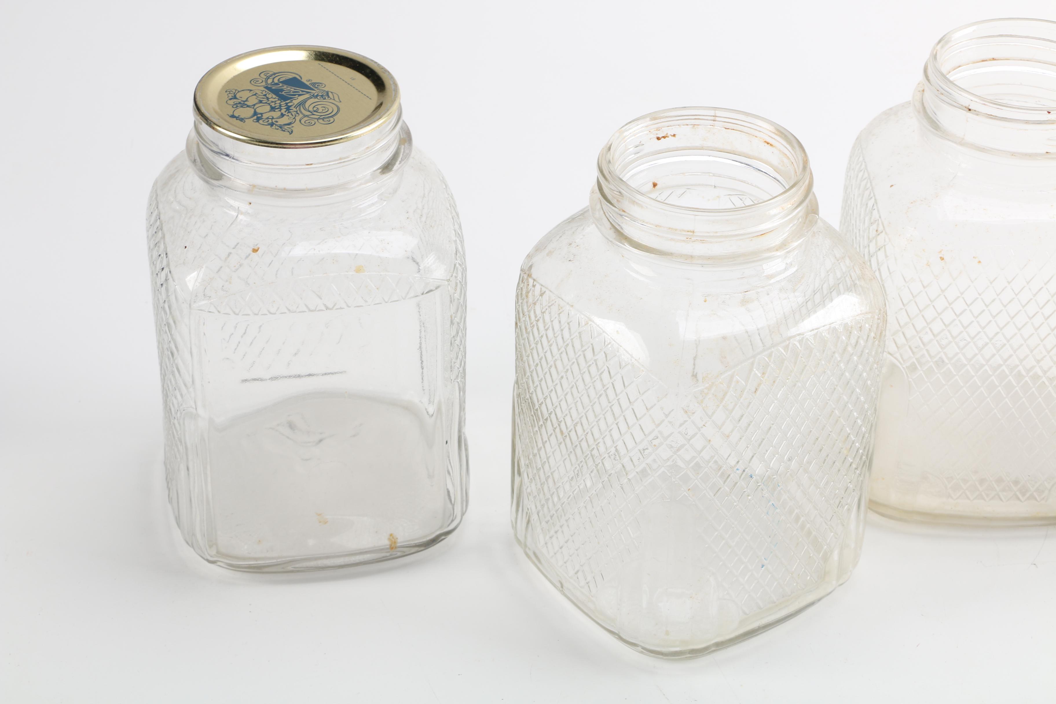 Depression Era Quilted Glass Coffee and Collectible Jars