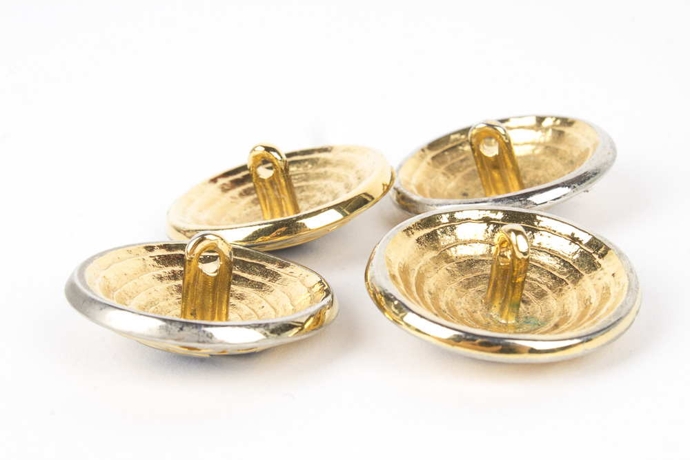 St. John Gold Tone and Blue Enameled Logo Buttons