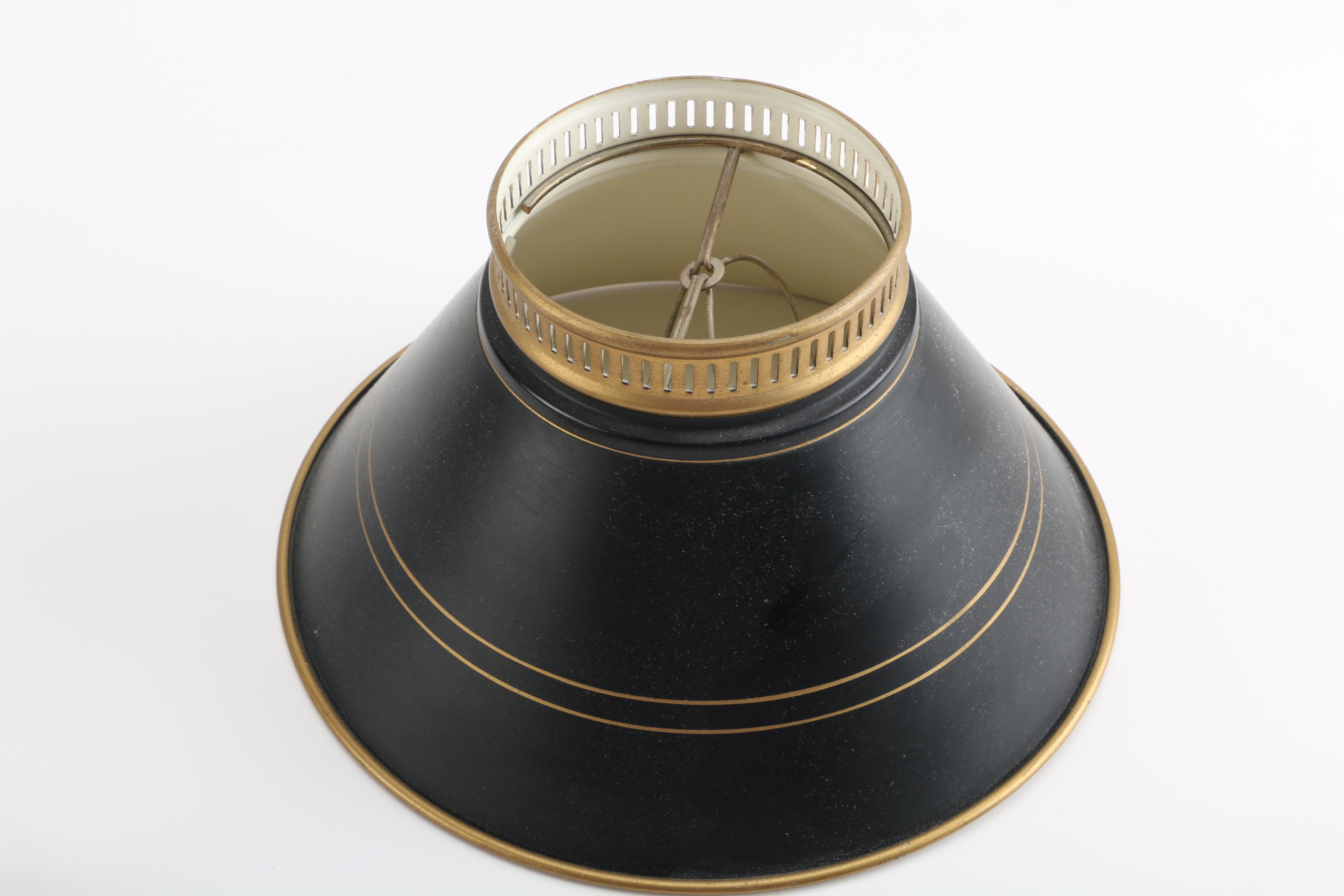 Vintage Black and Gold Tone Metal Swing Arm Desk Lamp