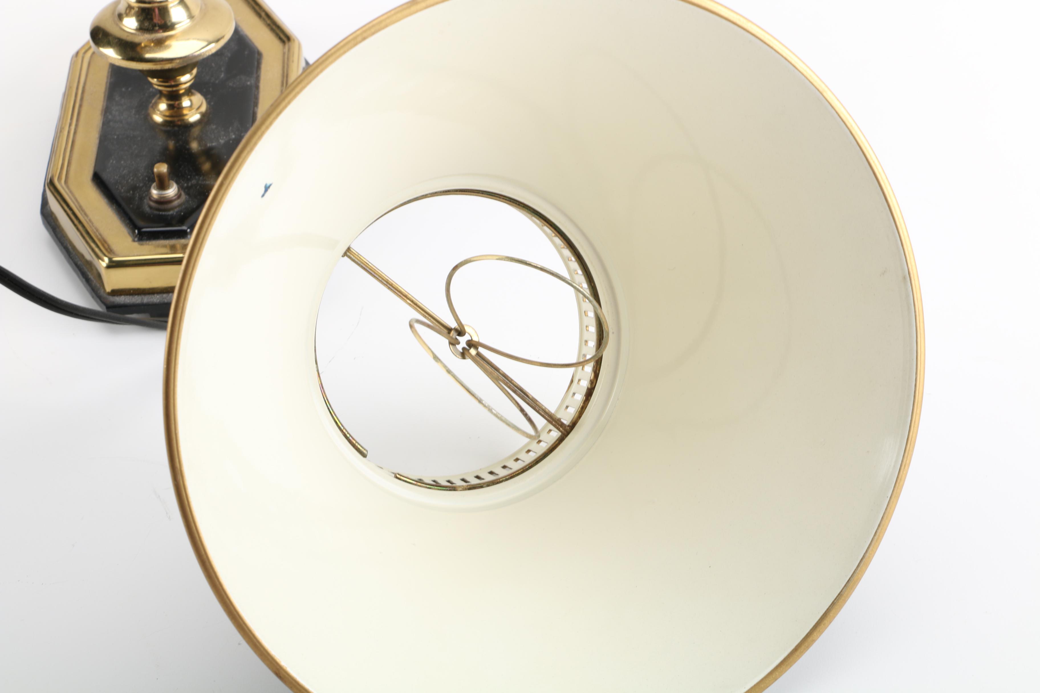 Vintage Black and Gold Tone Metal Swing Arm Desk Lamp