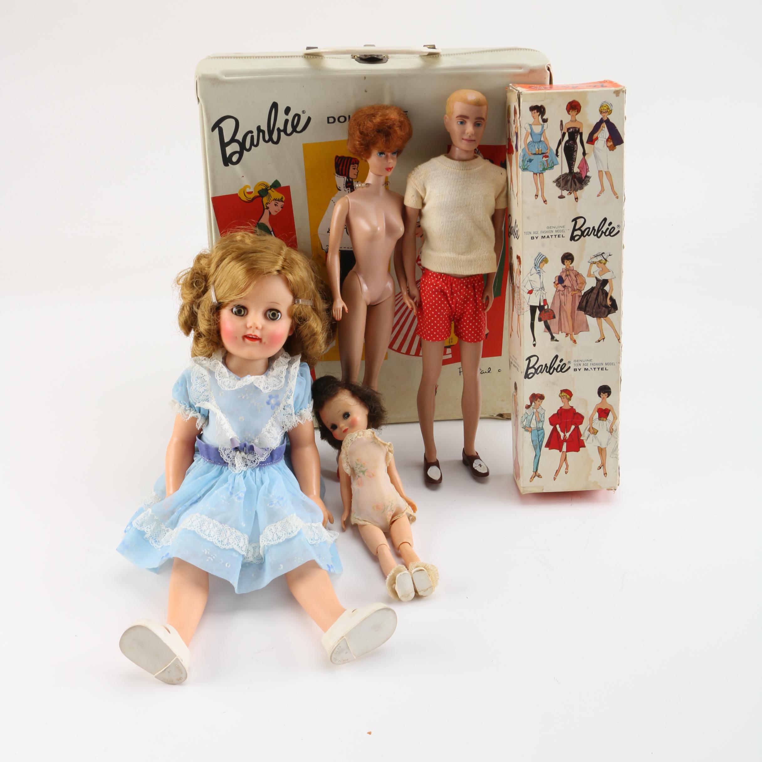 Barbie and Ken Dolls with Case, Accessories, Shirley Temple & Betsy McCall Dolls