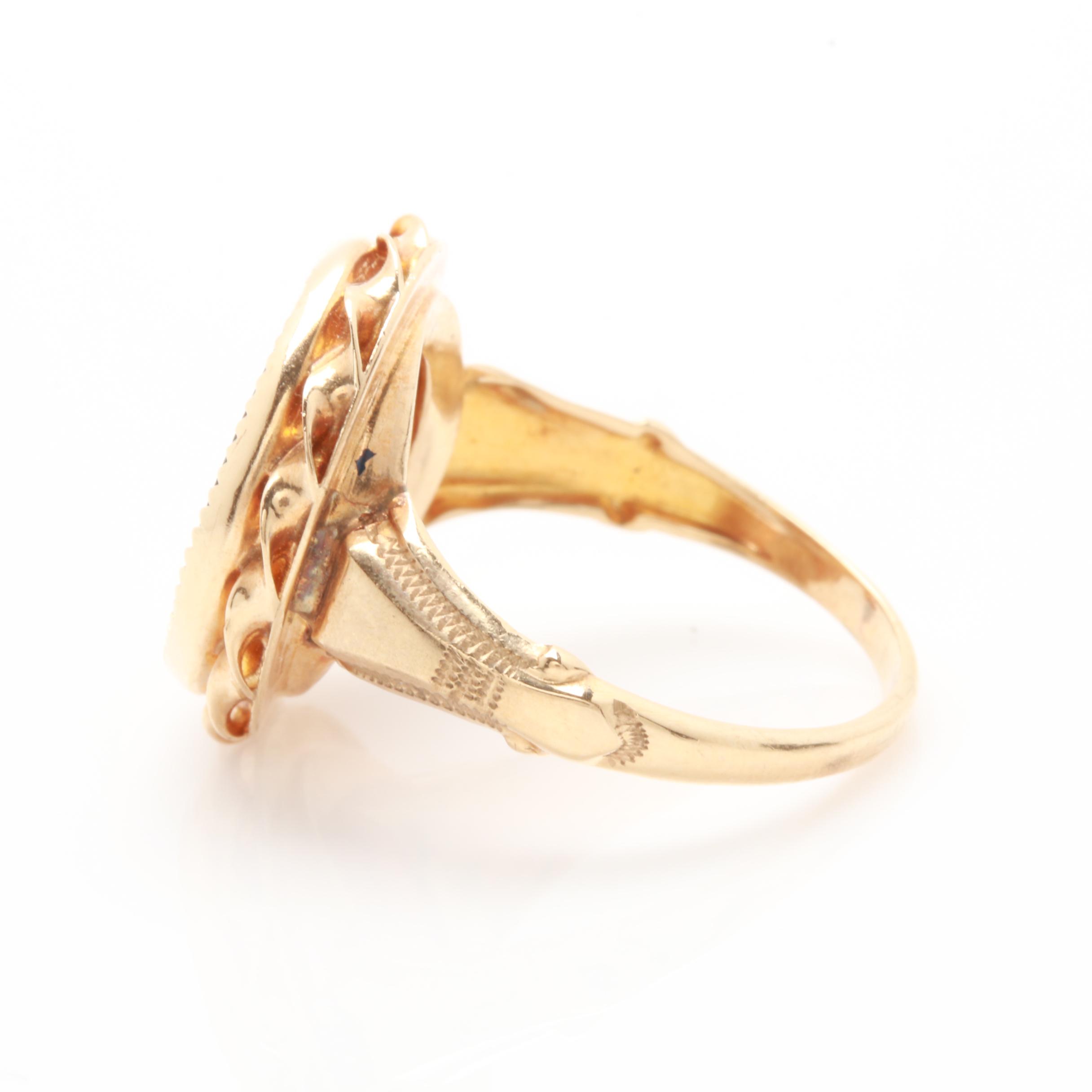 Vintage 10K Yellow Gold Sardonyx Intaglio Ring
