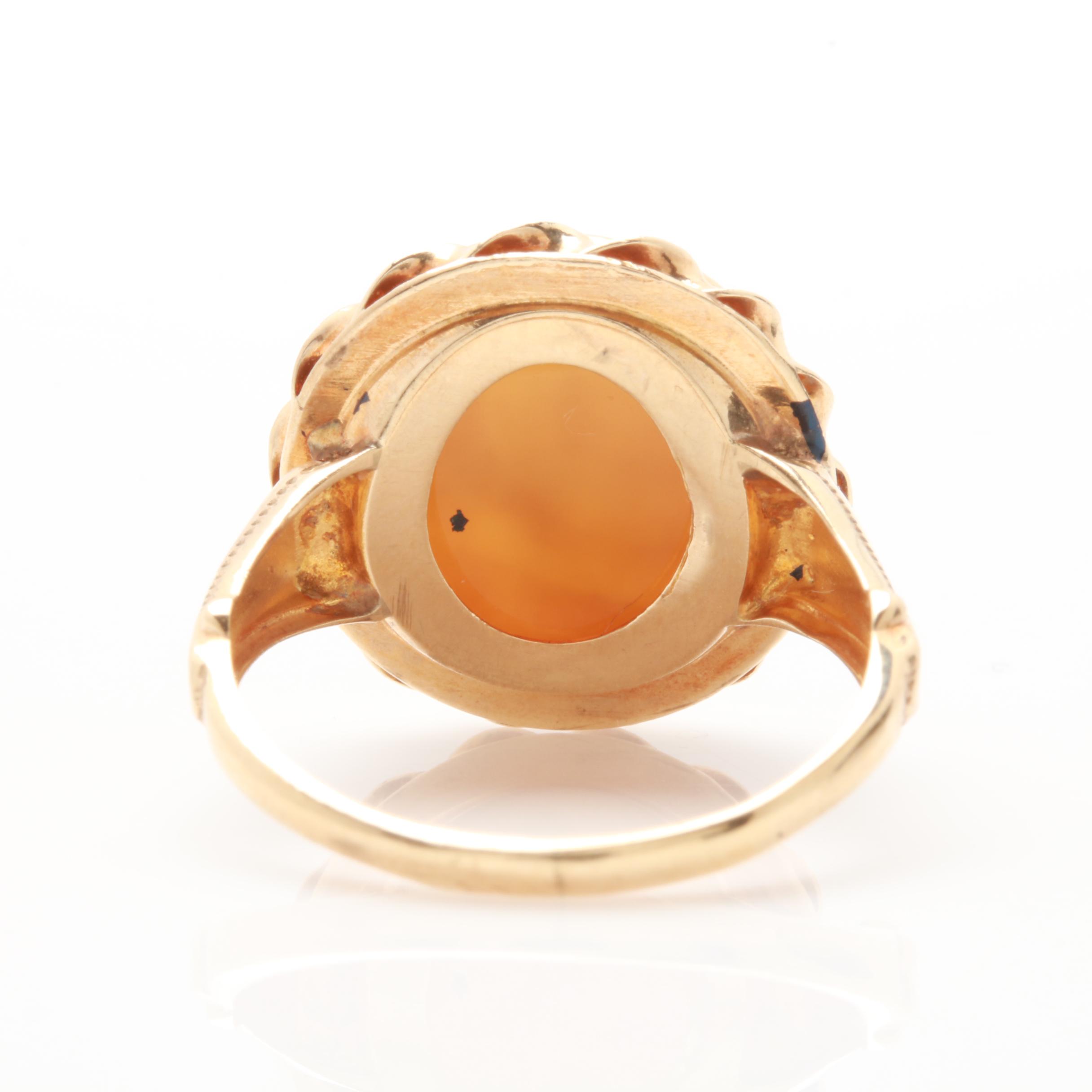 Vintage 10K Yellow Gold Sardonyx Intaglio Ring
