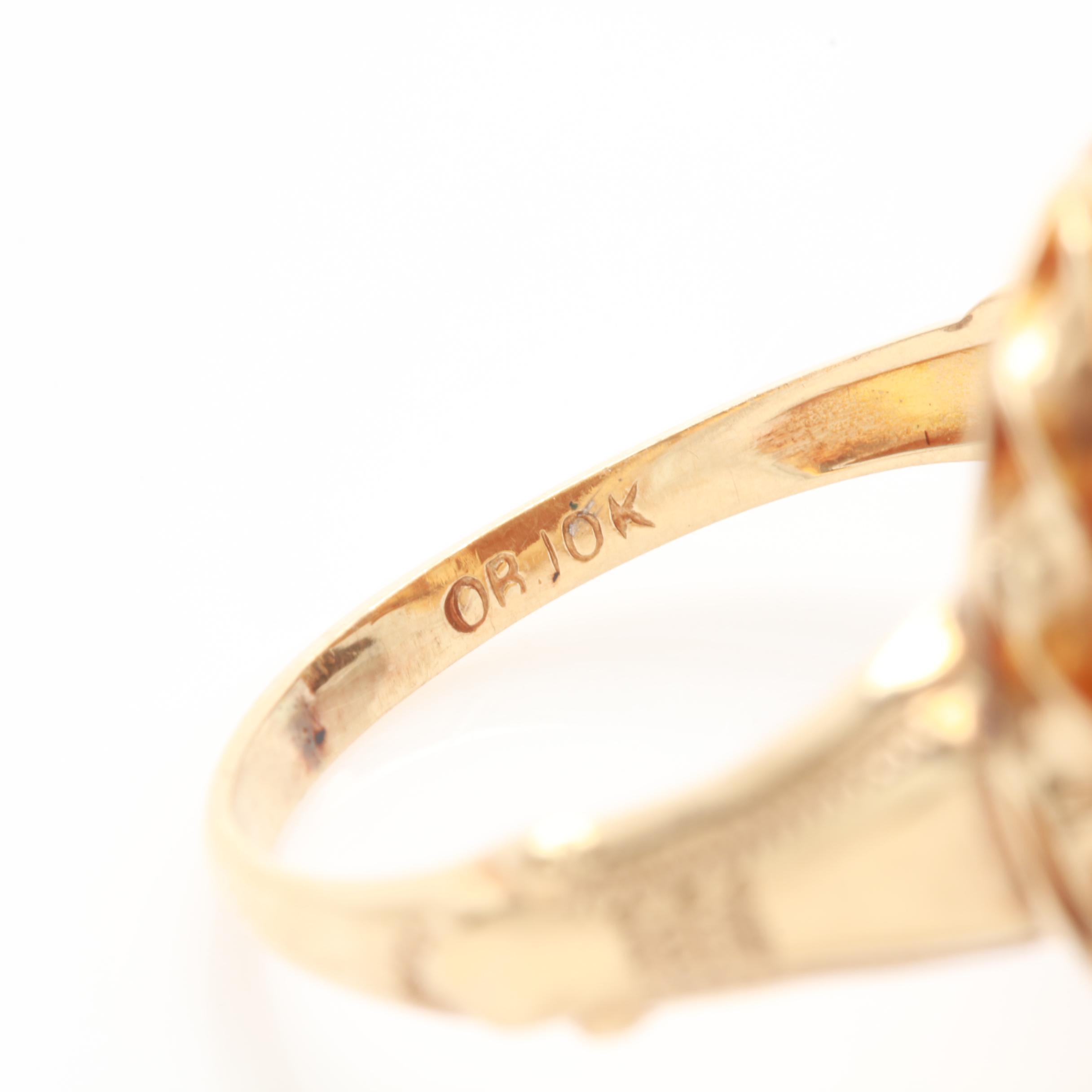 Vintage 10K Yellow Gold Sardonyx Intaglio Ring