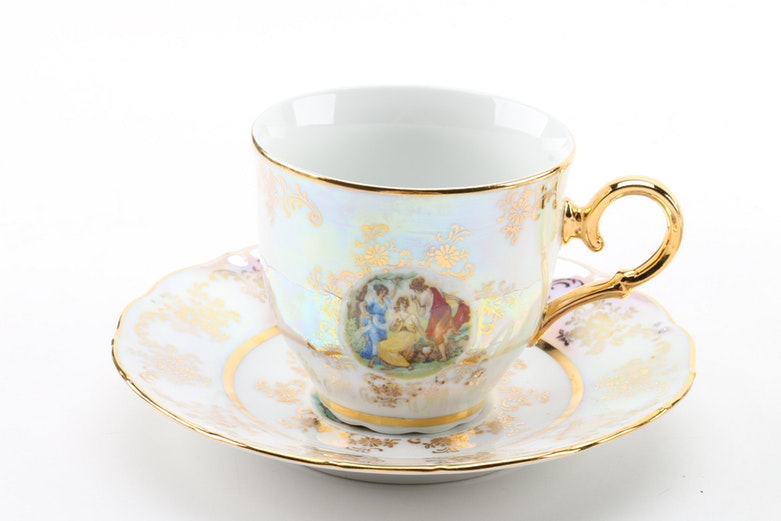 MZ Czech Republic "Three Graces" Porcelain Cups and Saucers