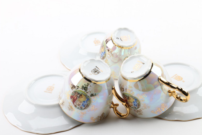 MZ Czech Republic "Three Graces" Porcelain Cups and Saucers