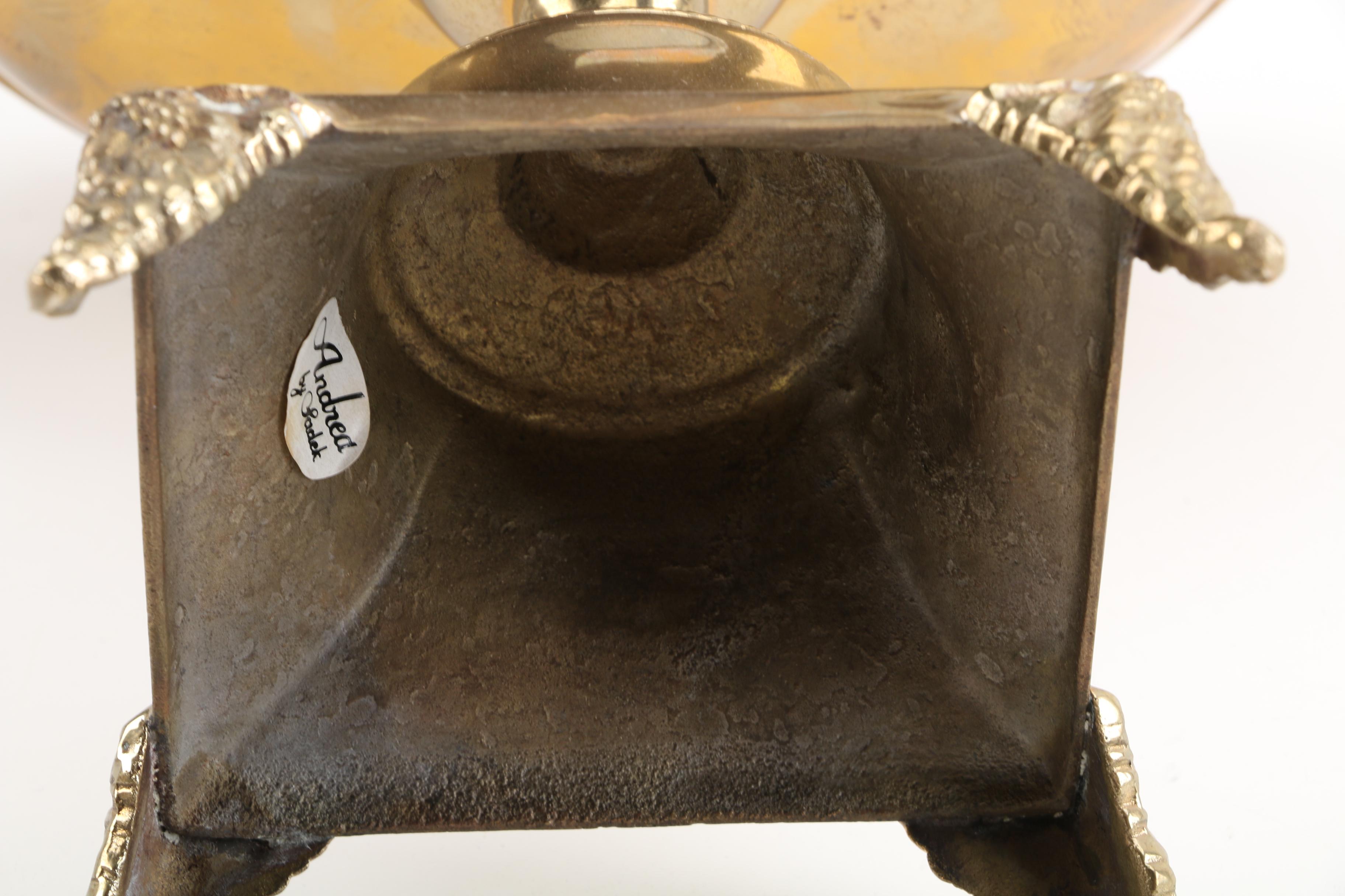 Baldwin Forged Solid Brass Candlesticks and Sadek Footed Bowl