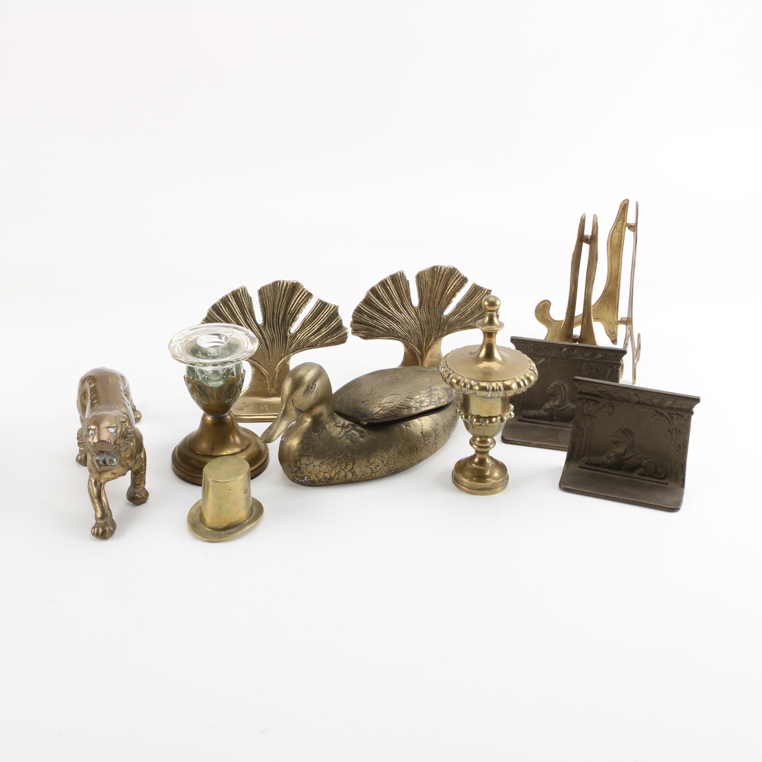 Assorted Decor Including Faber Bros. New York Krome-Kraft Candlestick Holder