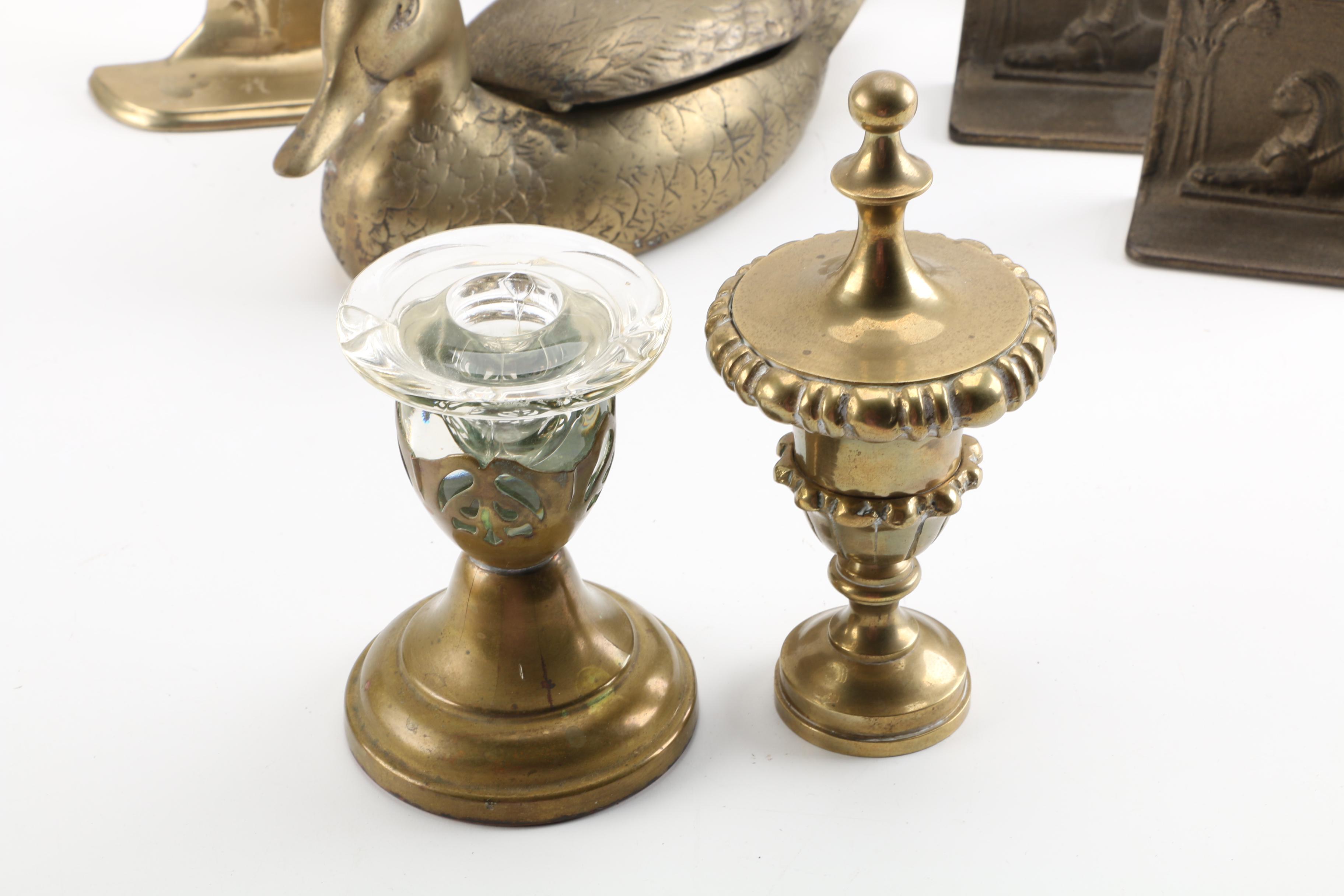 Assorted Decor Including Faber Bros. New York Krome-Kraft Candlestick Holder