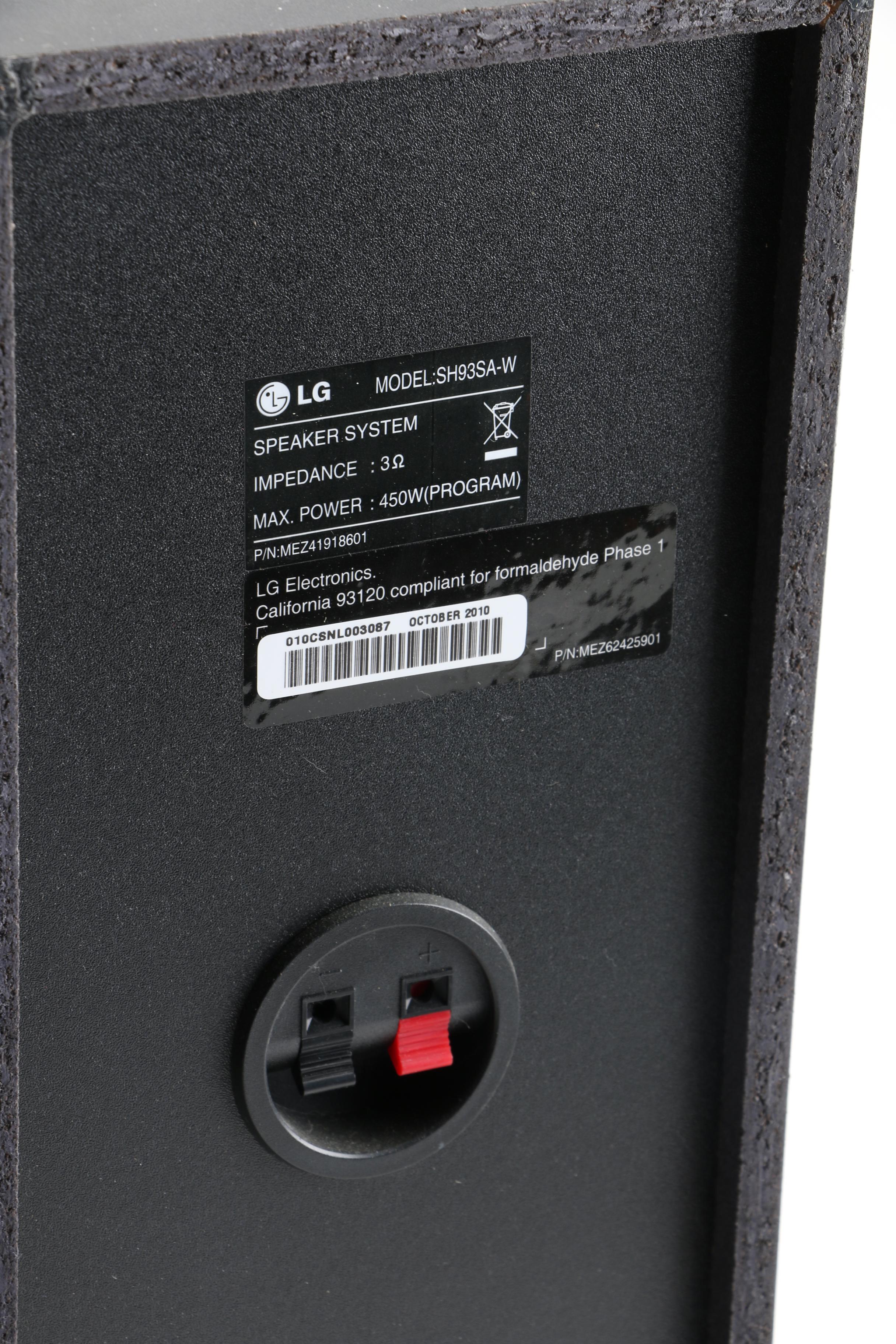 LG Home Theater, Including DVD Receiver and Speaker System