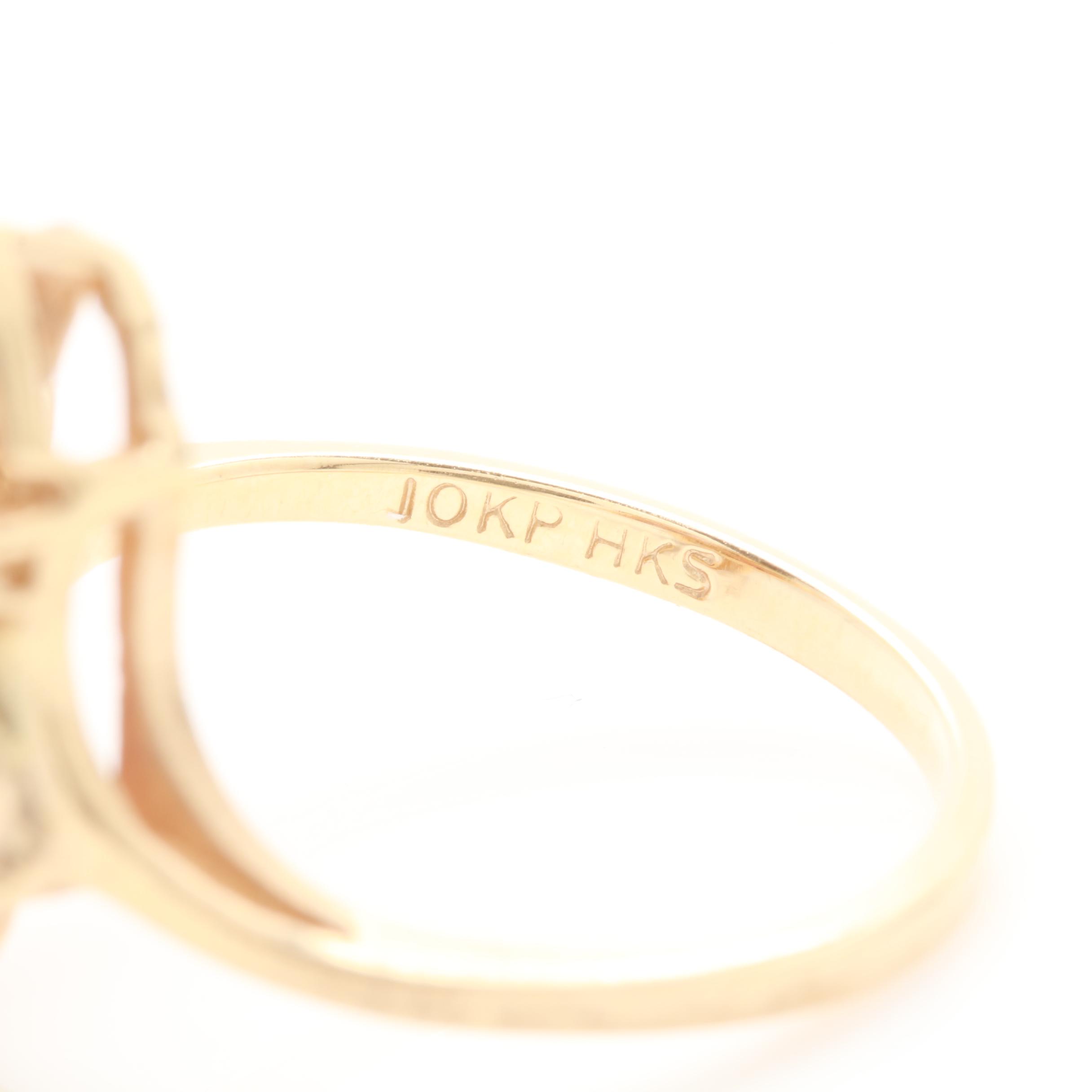 10K Yellow Gold Amethyst, Diamond and Gemstone Ring