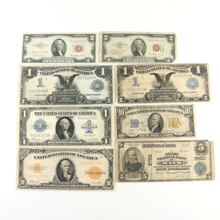 Eight Pieces of Antique to Vintage U.S. Currency