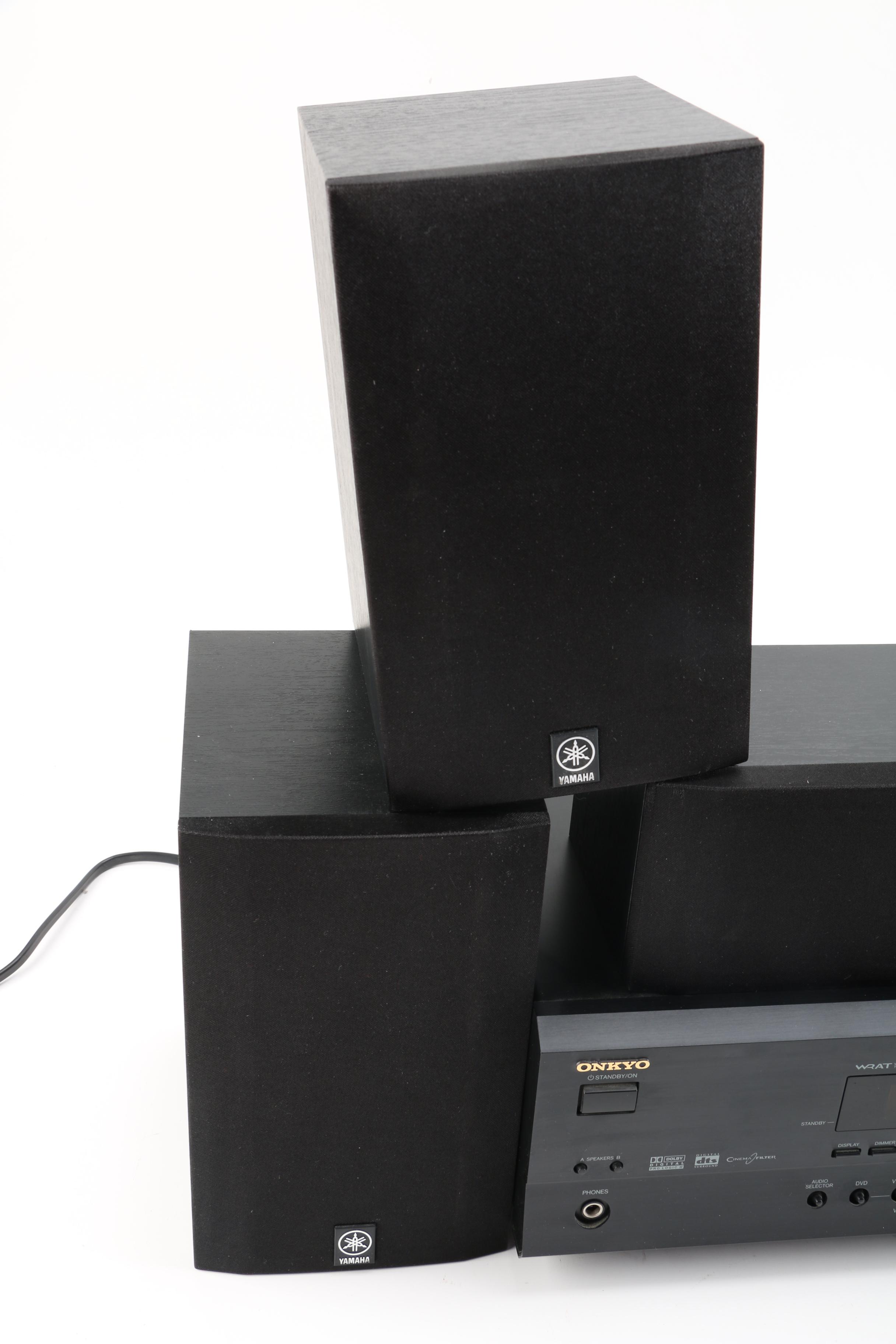 Onkyo HT-R500 Receiver, Onkyo Speaker and Yamaha Speakers