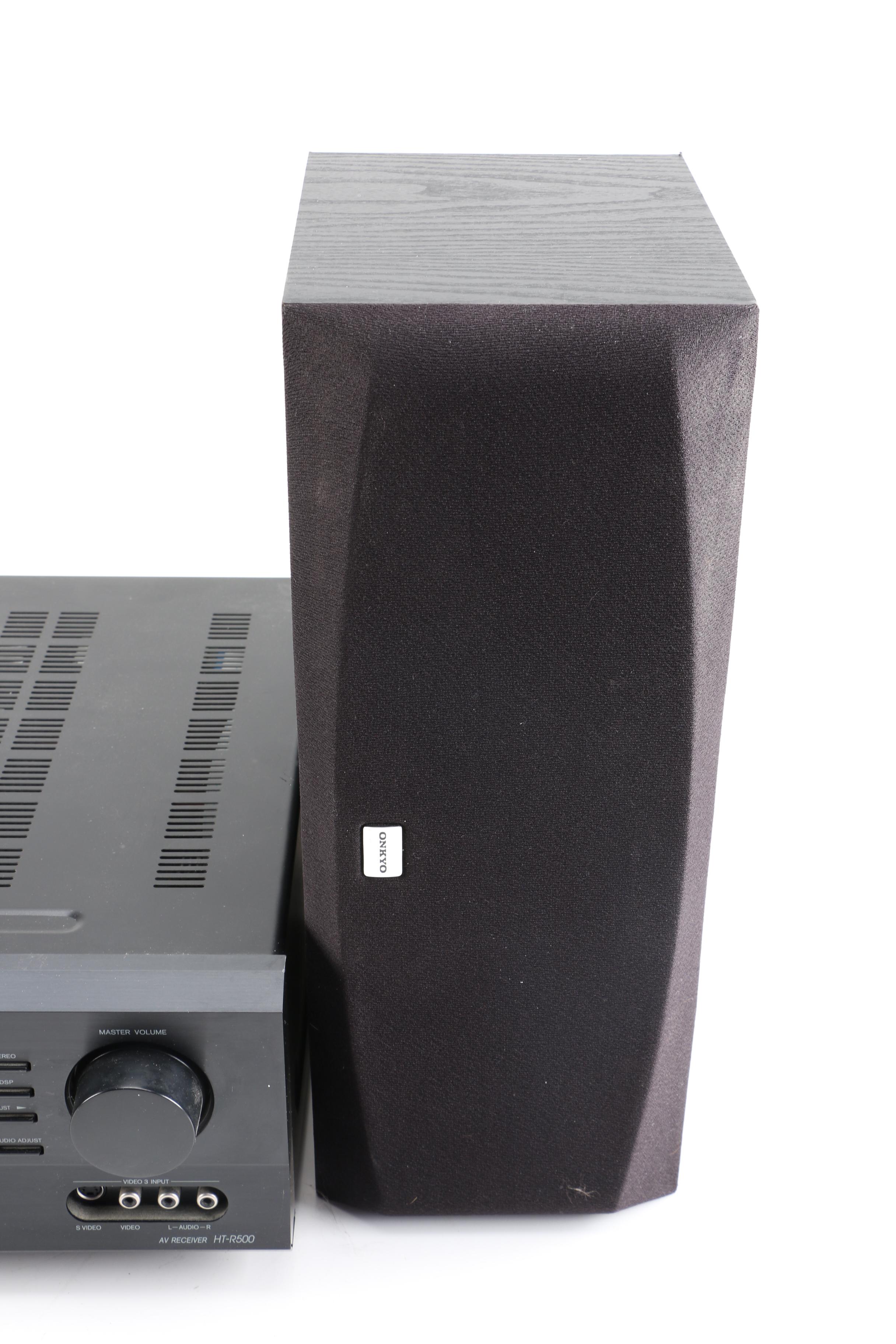 Onkyo HT-R500 Receiver, Onkyo Speaker and Yamaha Speakers