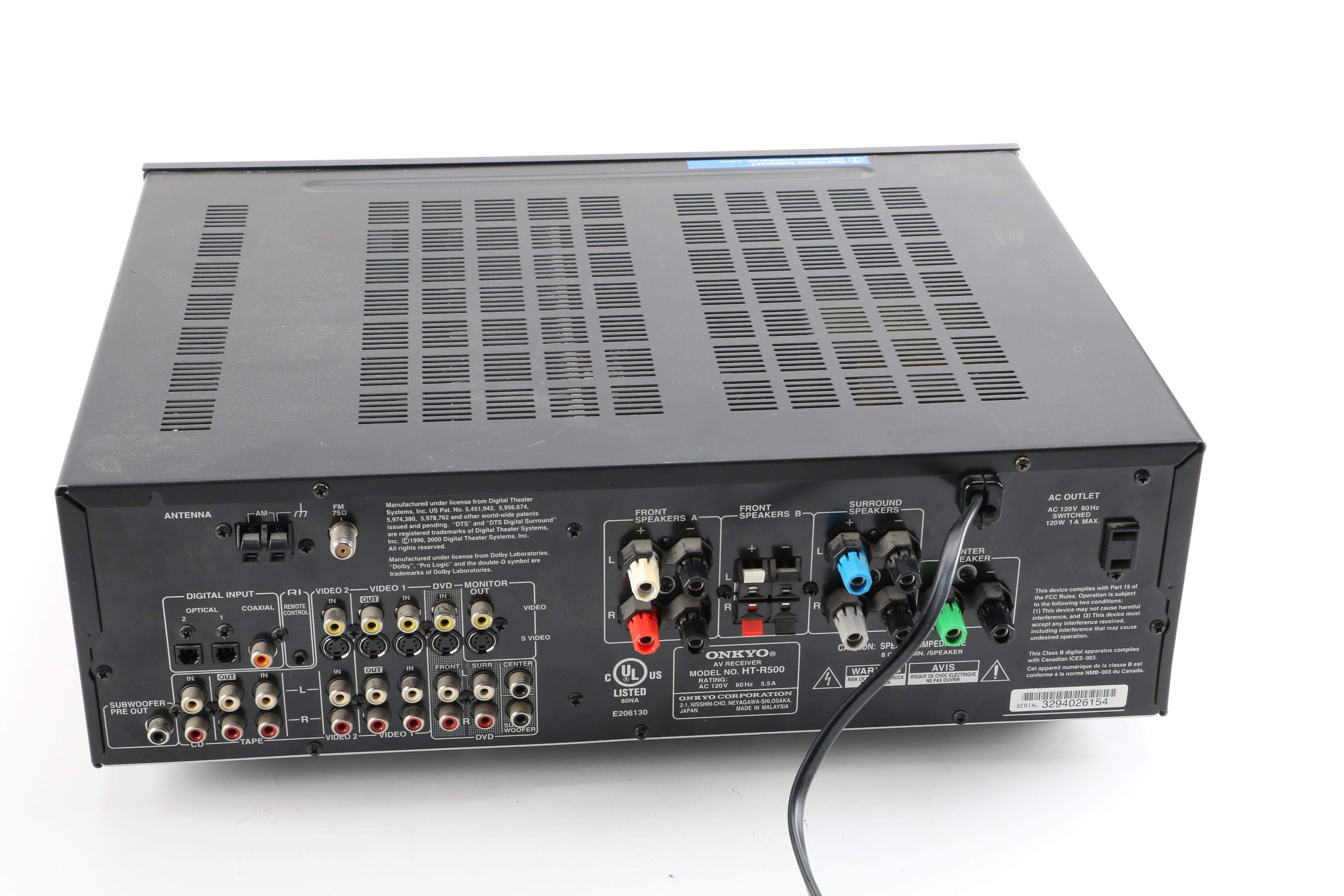 Onkyo HT-R500 Receiver, Onkyo Speaker and Yamaha Speakers