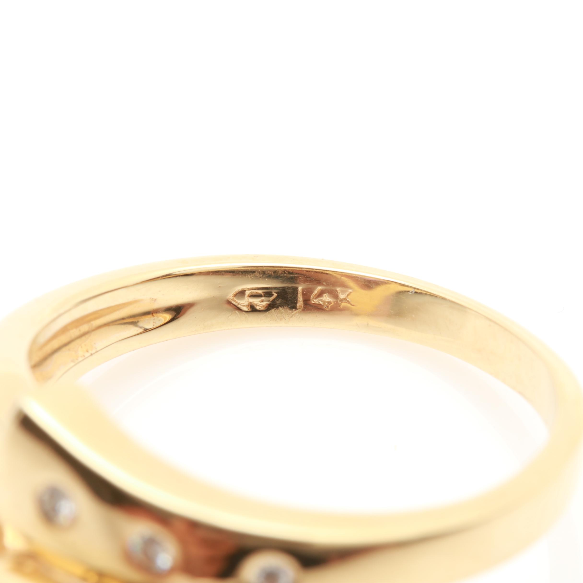 14K Yellow Gold Amethyst and Diamond Ring