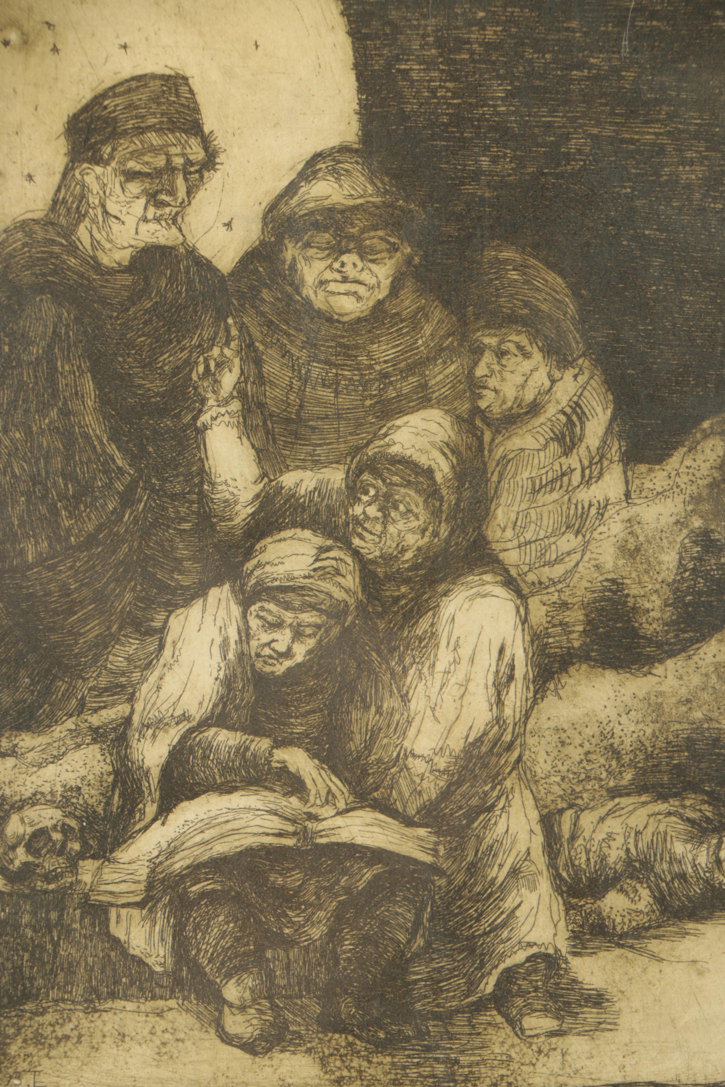 20th Century Eastern European Etching Figurative Scene