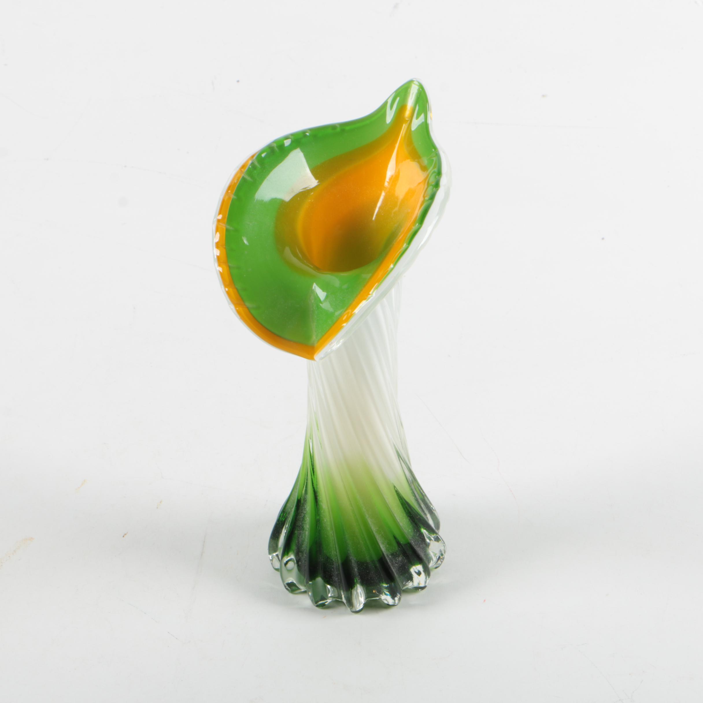 Vintage Murano Art Glass Floral Twist Vase
