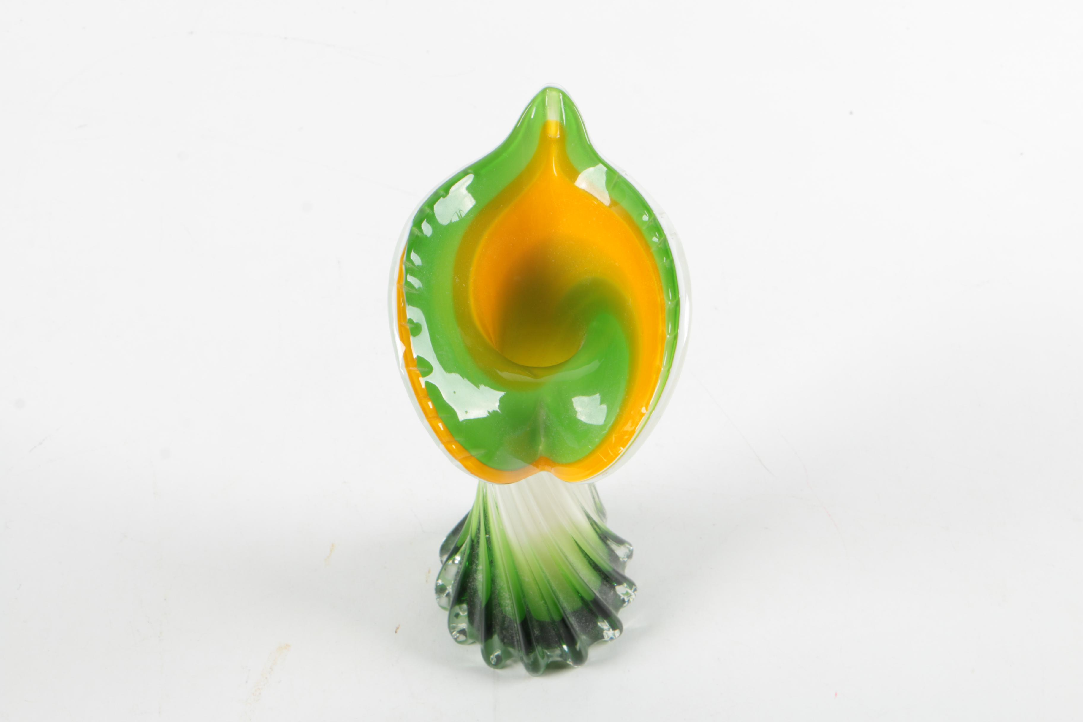 Vintage Murano Art Glass Floral Twist Vase