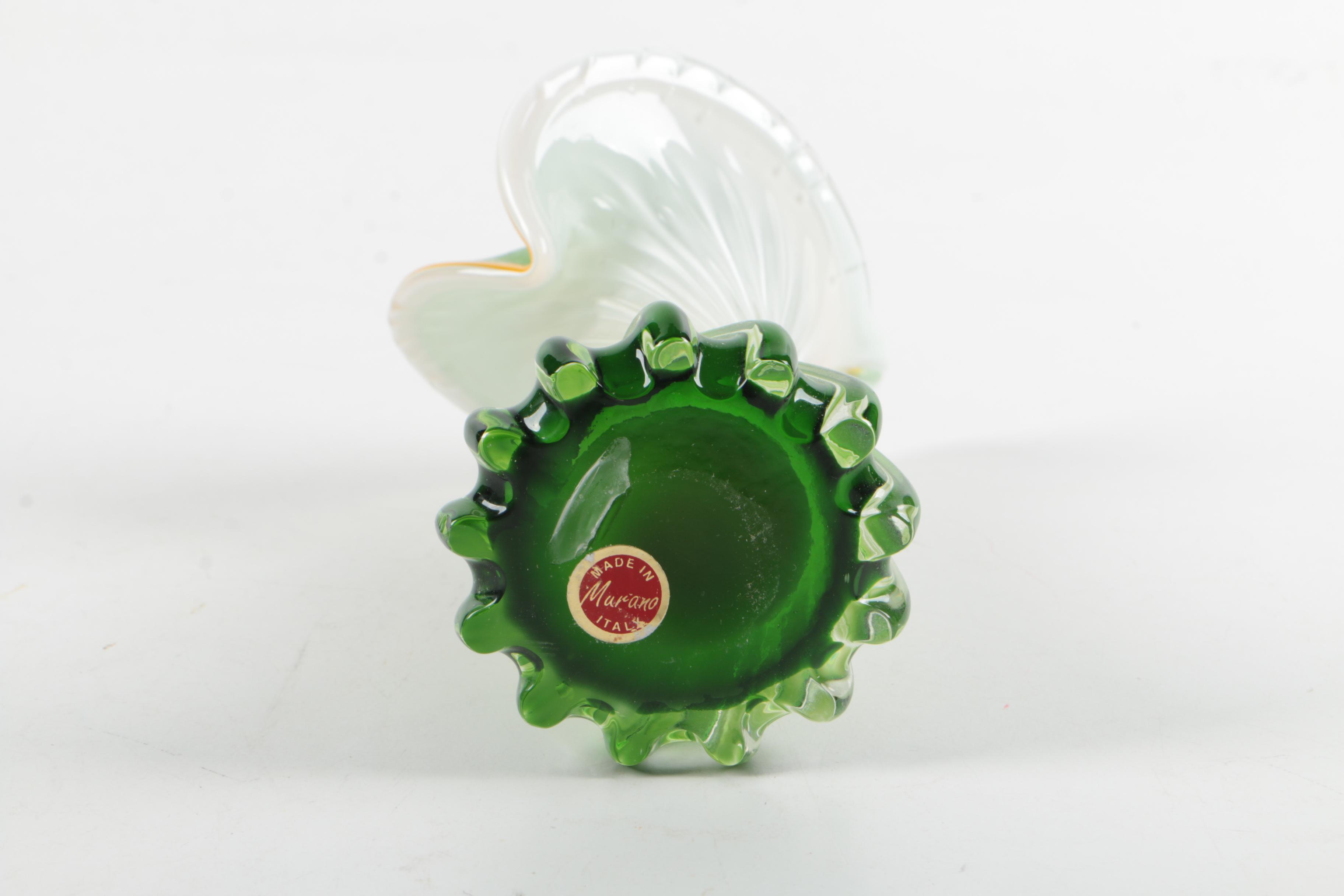 Vintage Murano Art Glass Floral Twist Vase