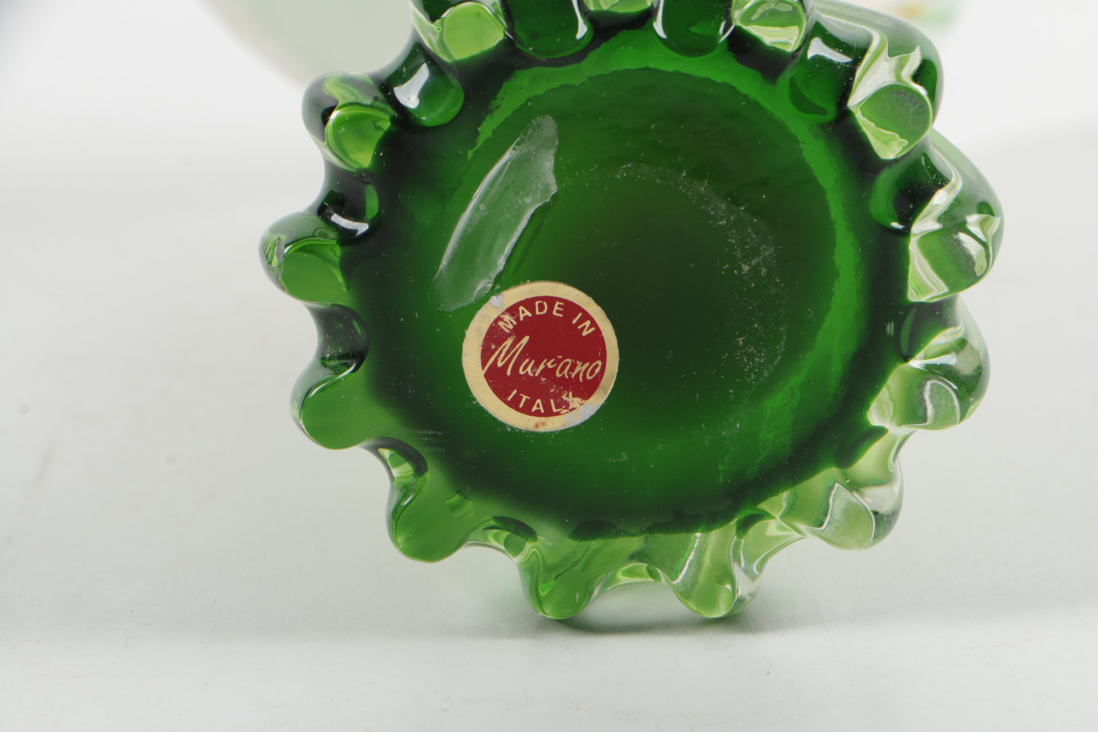 Vintage Murano Art Glass Floral Twist Vase