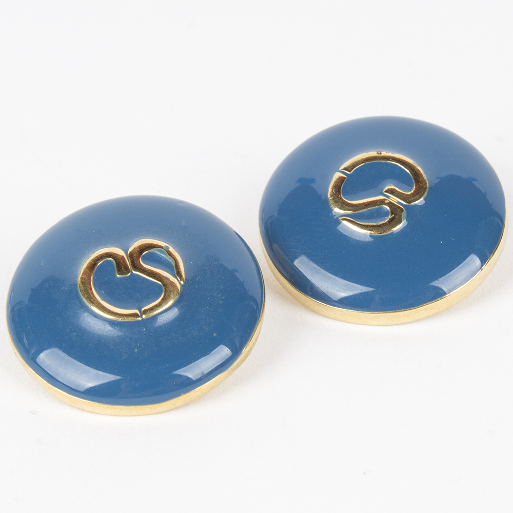St. John Blue Enamel and Gold Tone Metal Replacement Logo Buttons