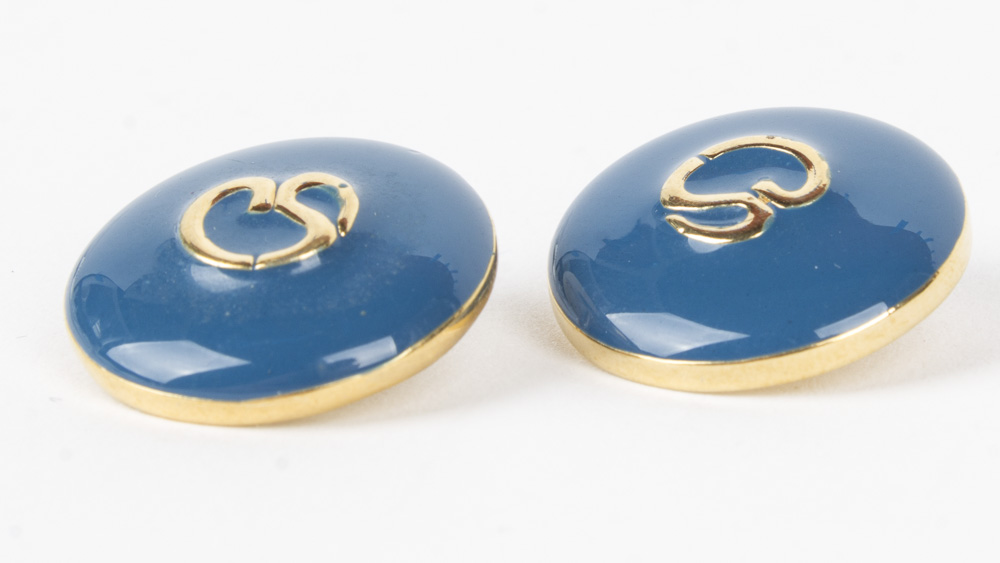 St. John Blue Enamel and Gold Tone Metal Replacement Logo Buttons