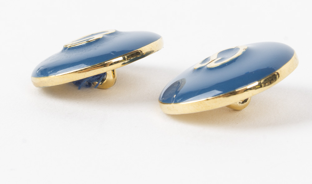 St. John Blue Enamel and Gold Tone Metal Replacement Logo Buttons