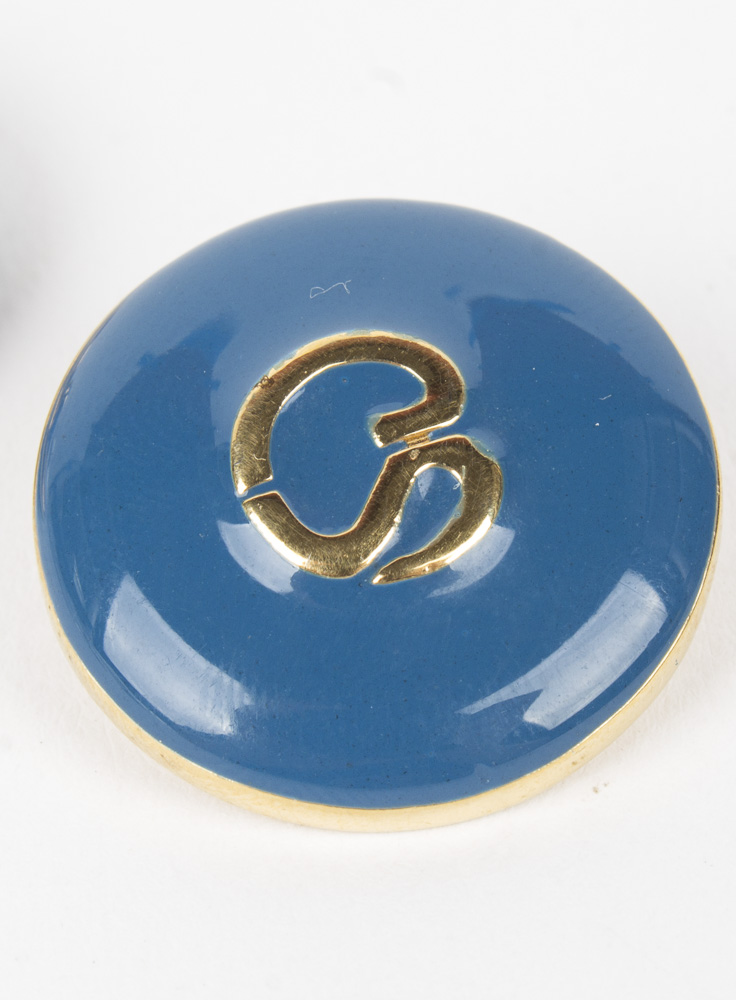 St. John Blue Enamel and Gold Tone Metal Replacement Logo Buttons