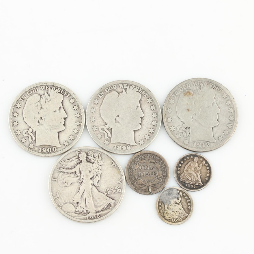 Seven Antique U.S. Silver Coins