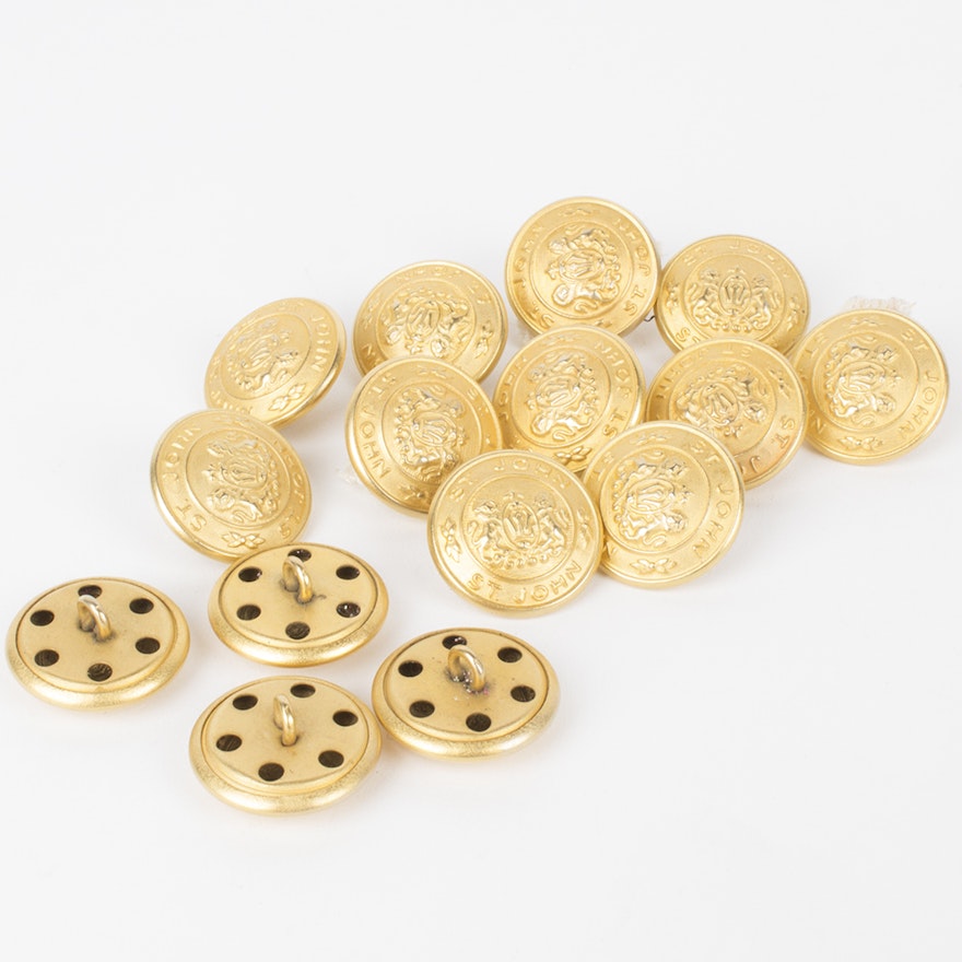 St. John Gold Tone Emblem Buttons