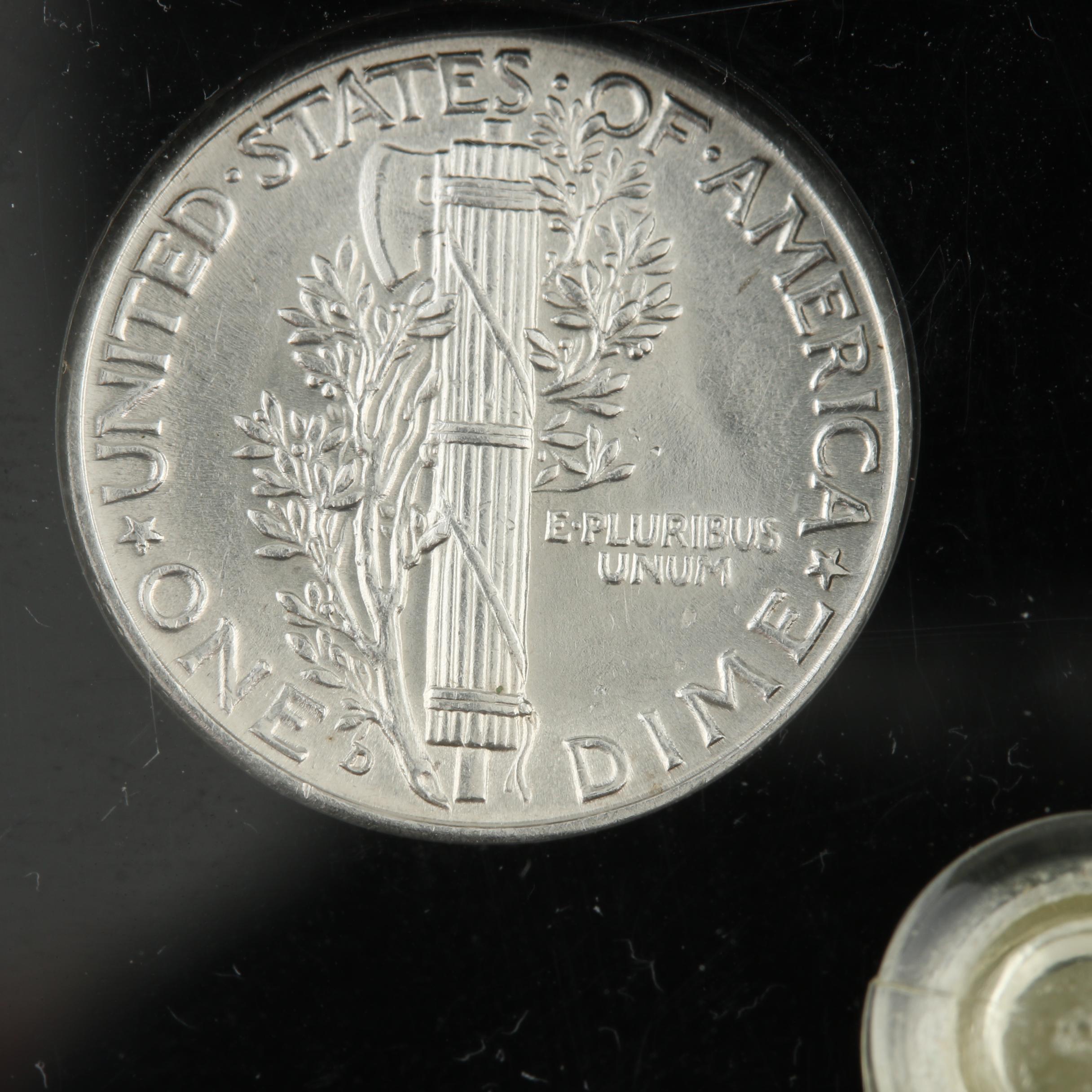 Set of Fifteen Mercury Silver Dimes from 1941 to 1945