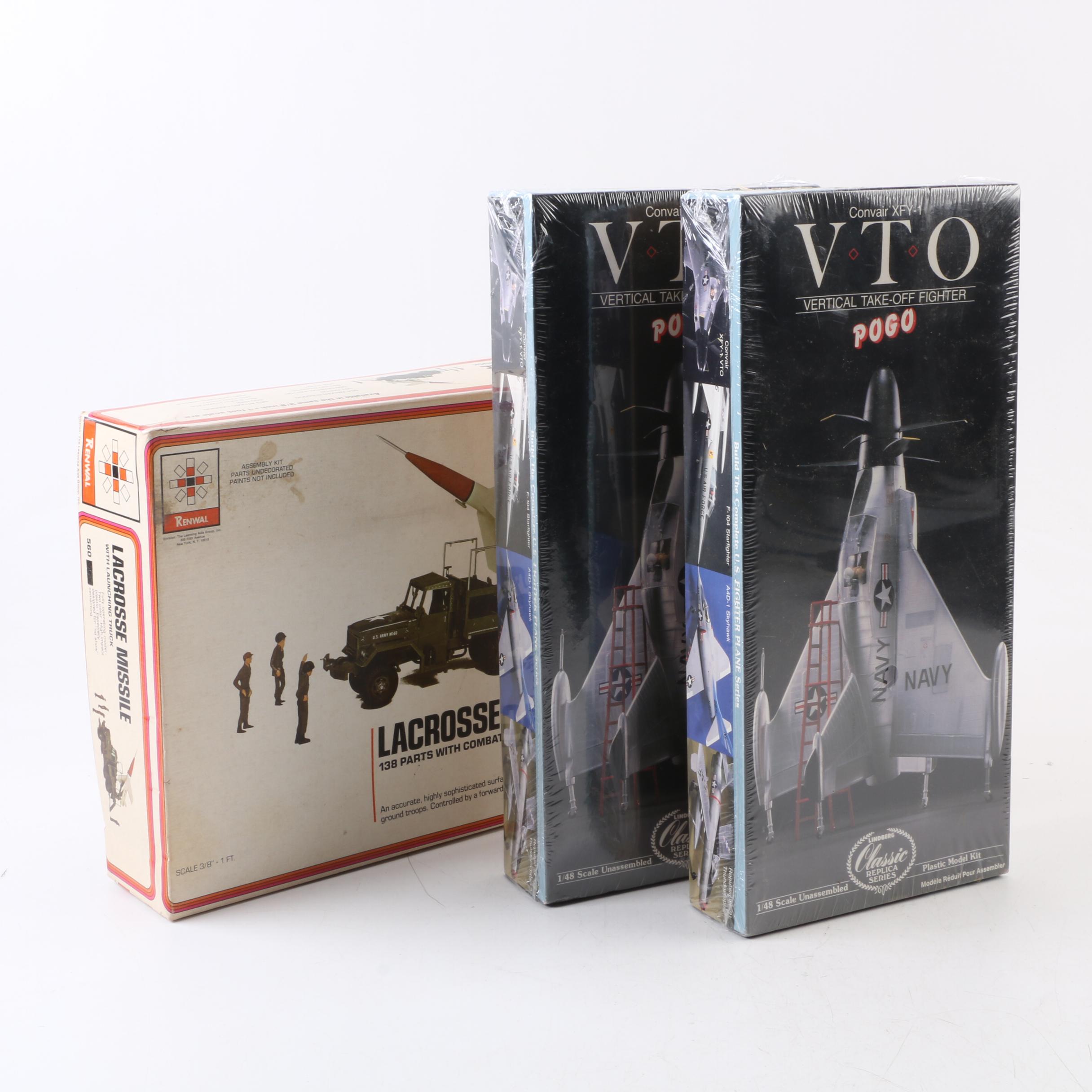 Pair of Convair Pogo Plane Models with Lacrosse Missile Truck Model