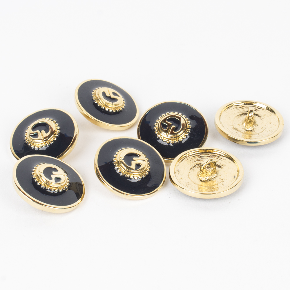 St. John Black Enamel and Gold Toned Metal Replacement Logo Buttons