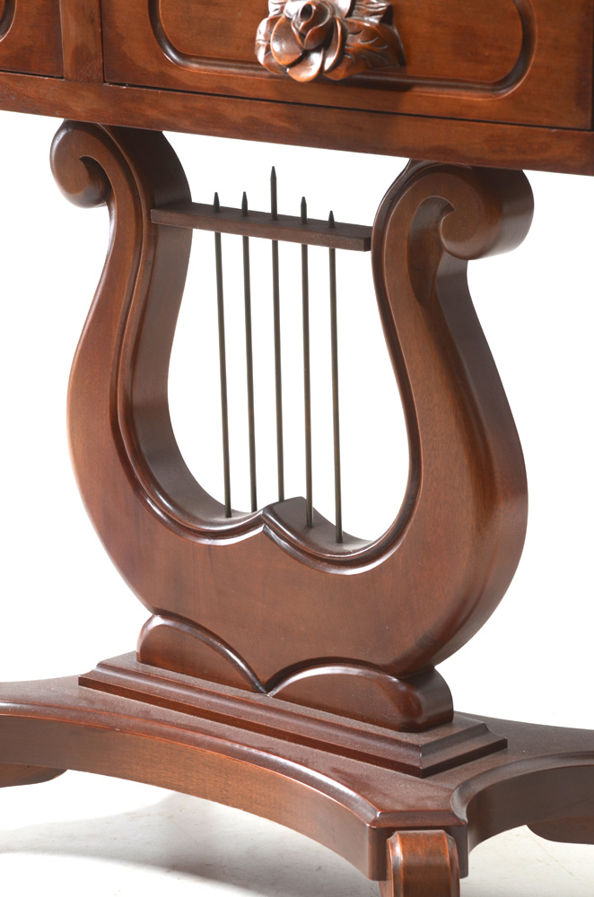 Victorian Style Lyre-Base Console Table