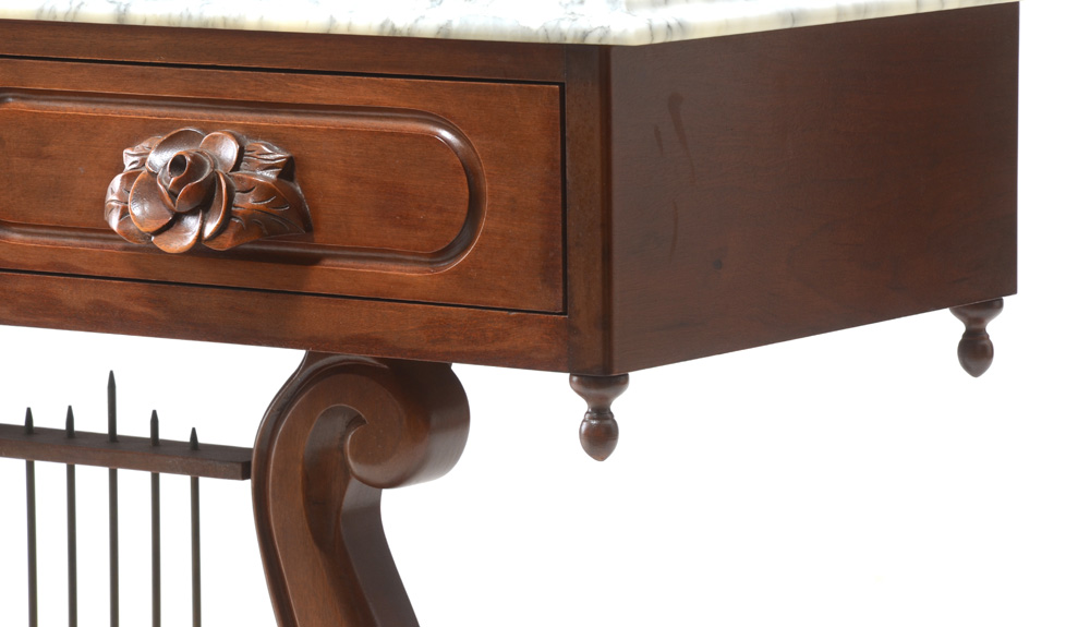 Victorian Style Lyre-Base Console Table