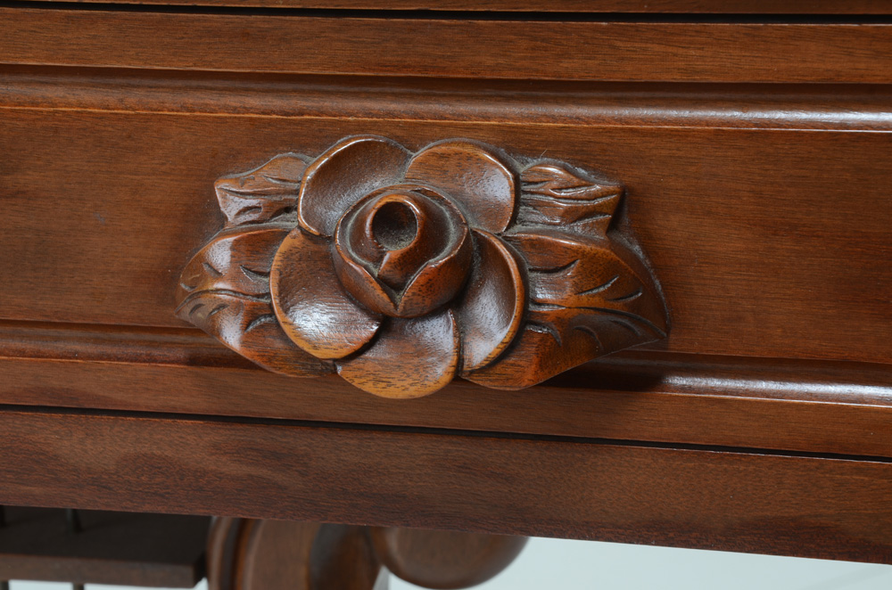 Victorian Style Lyre-Base Console Table