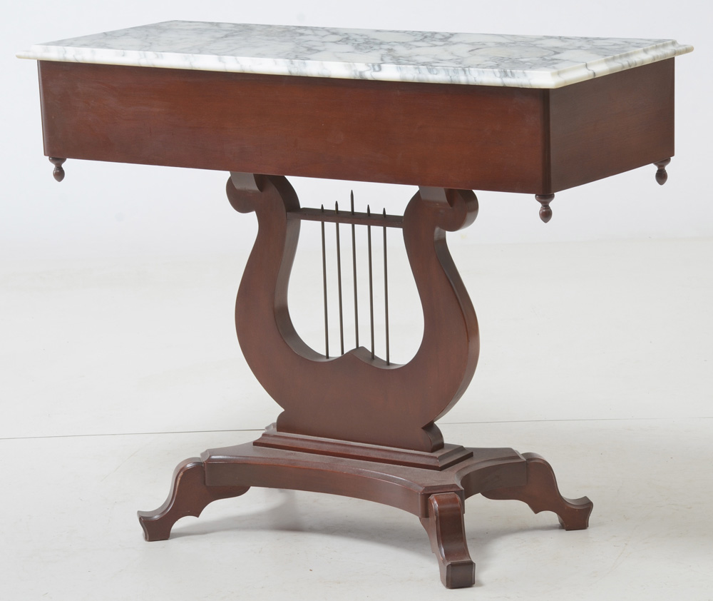Victorian Style Lyre-Base Console Table