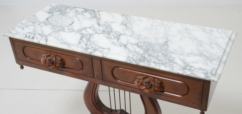 Victorian Style Lyre-Base Console Table