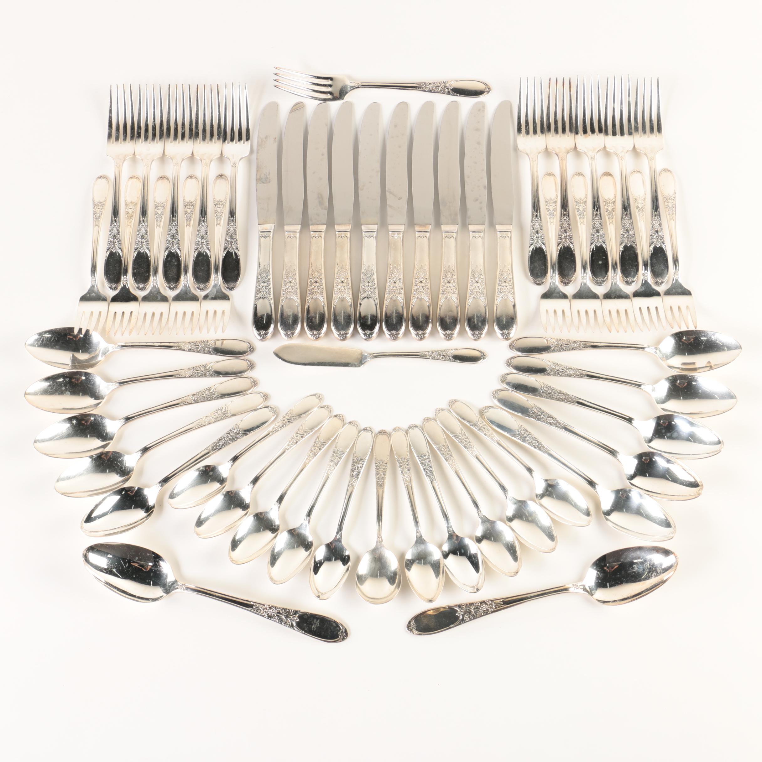 Wm Rogers "Burgundy / Champagne" Silver Plate Flatware Set