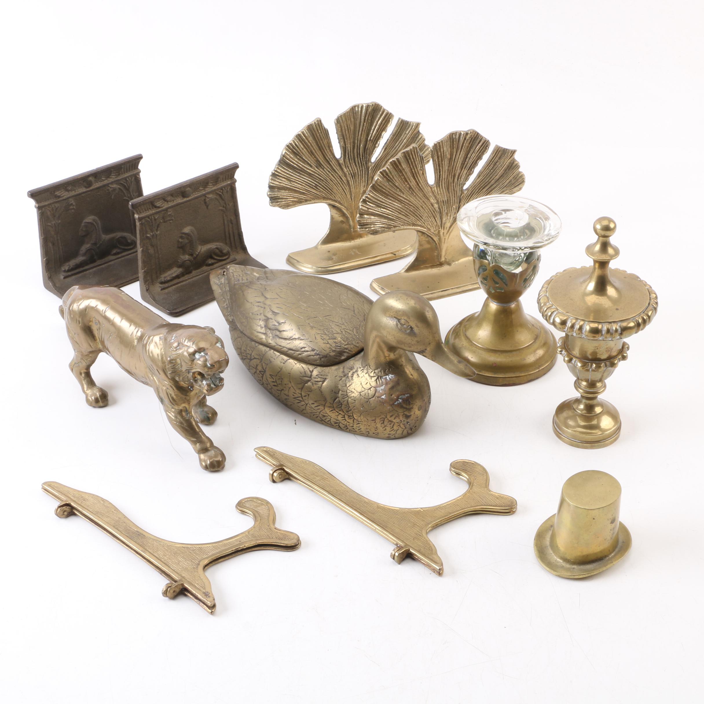 Assorted Decor Including Faber Bros. New York Krome-Kraft Candlestick Holder