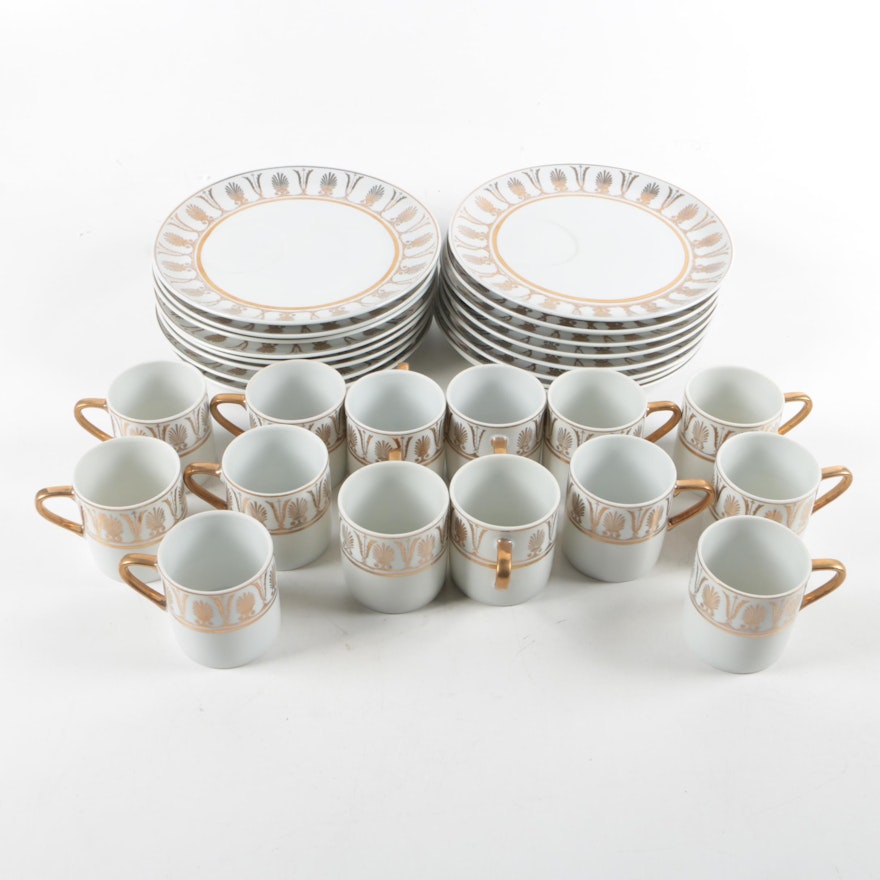 Gilt Arnart Porcelain Mugs and Snack Plates