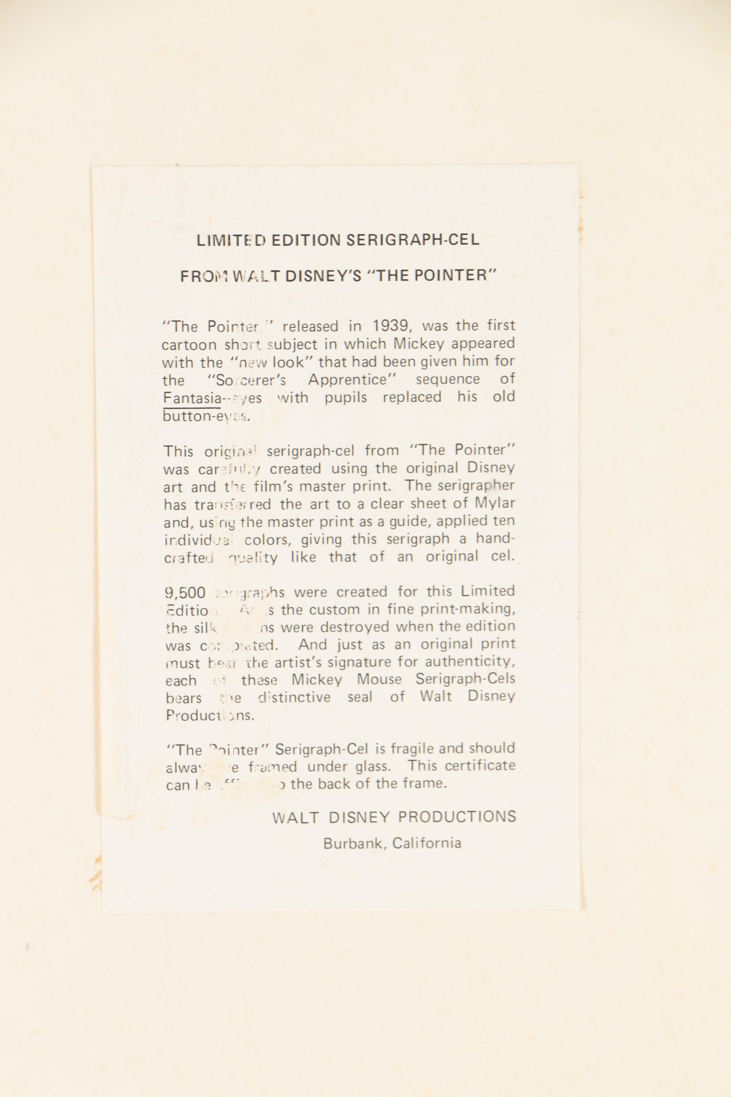 Disney Serigraph Cel From "The Pointer"