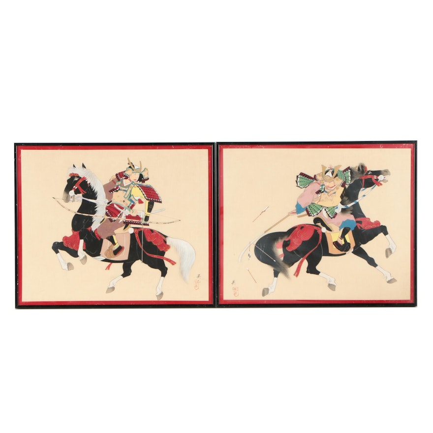 Japanese Gouache Paintings on Silk