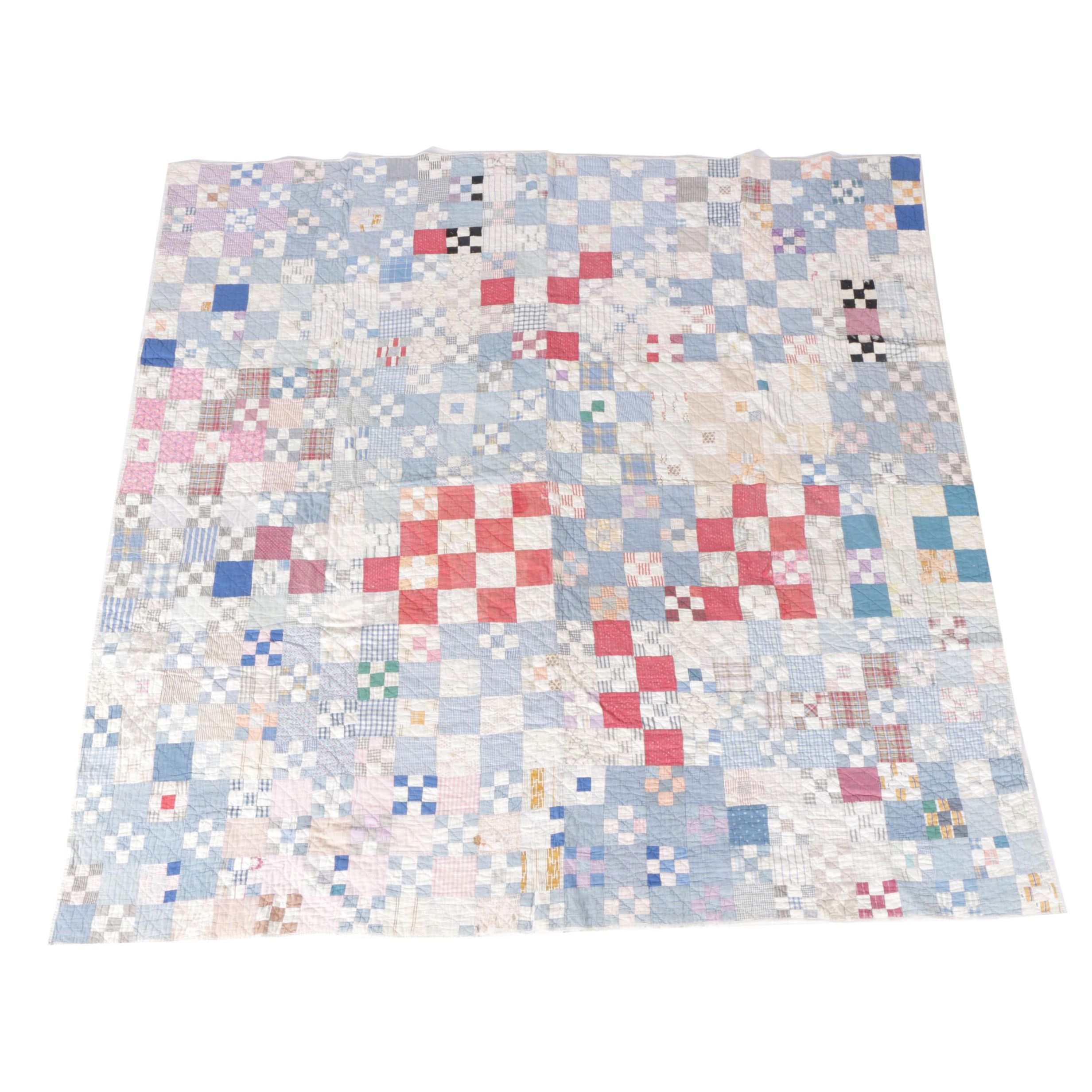 Antique Handmade "Nine Patch" Quilt