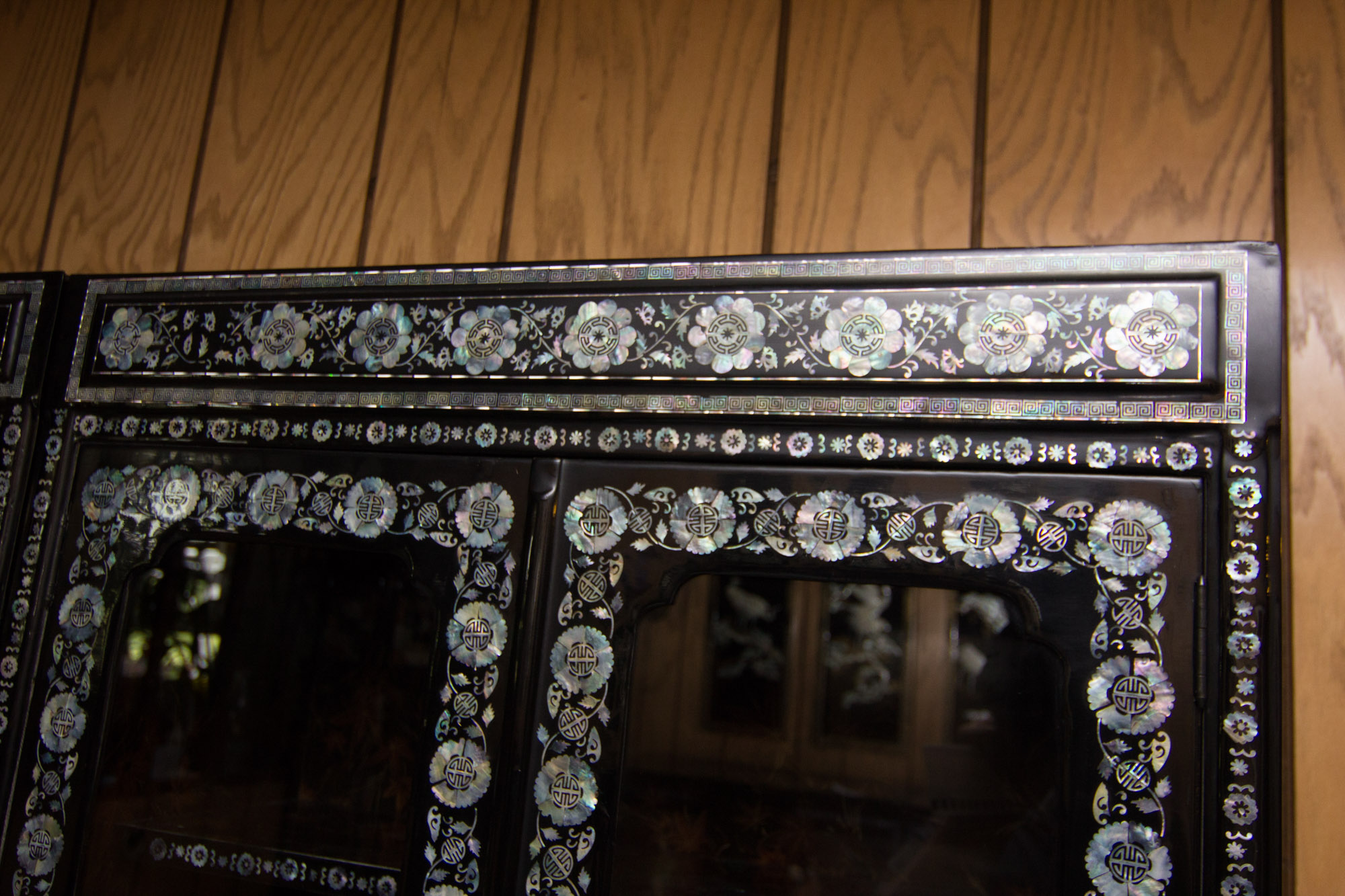 Korean Black Lacquered Mother of Pearl Inlay Cabinet