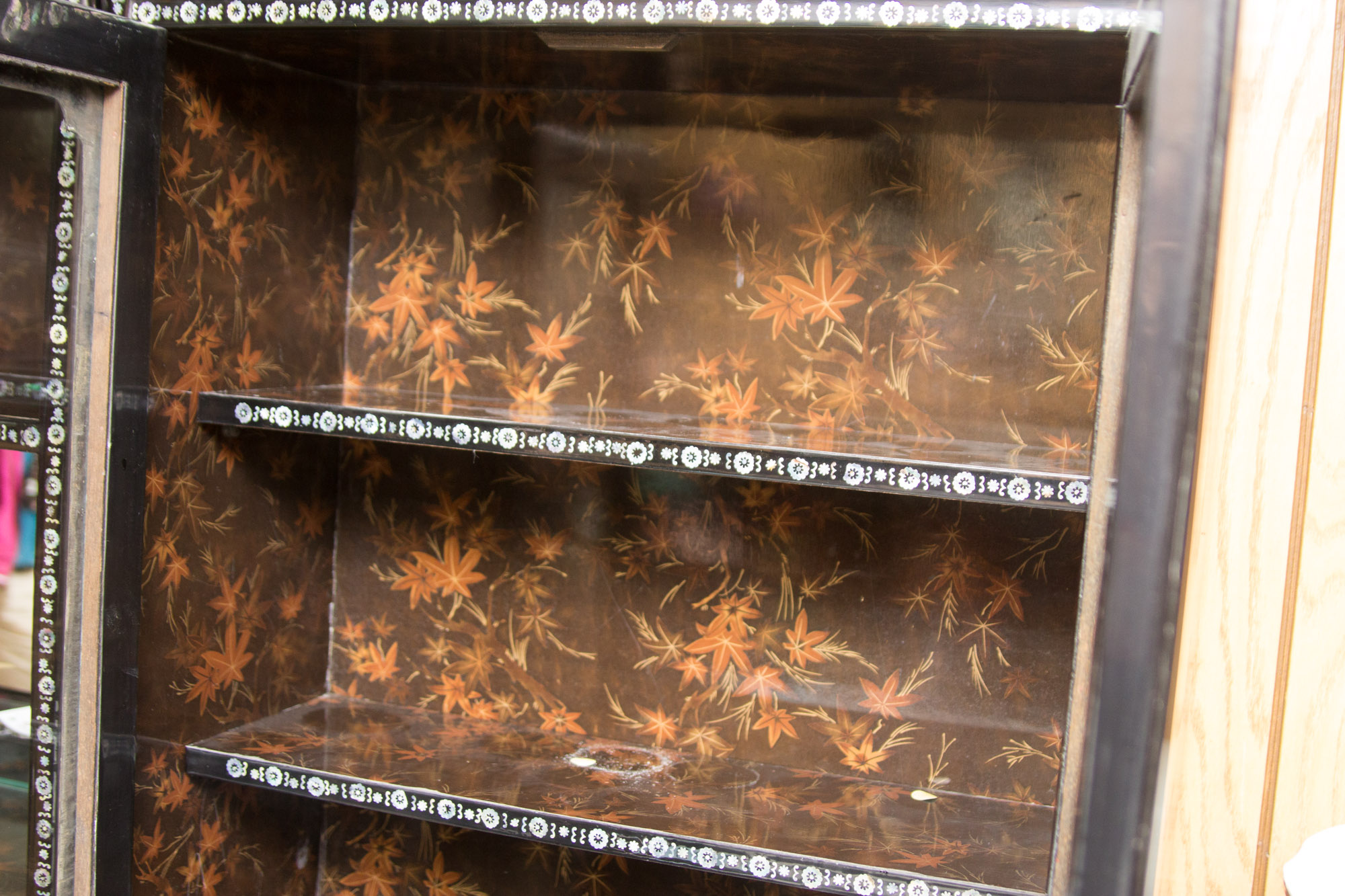 Korean Black Lacquered Mother of Pearl Inlay Cabinet