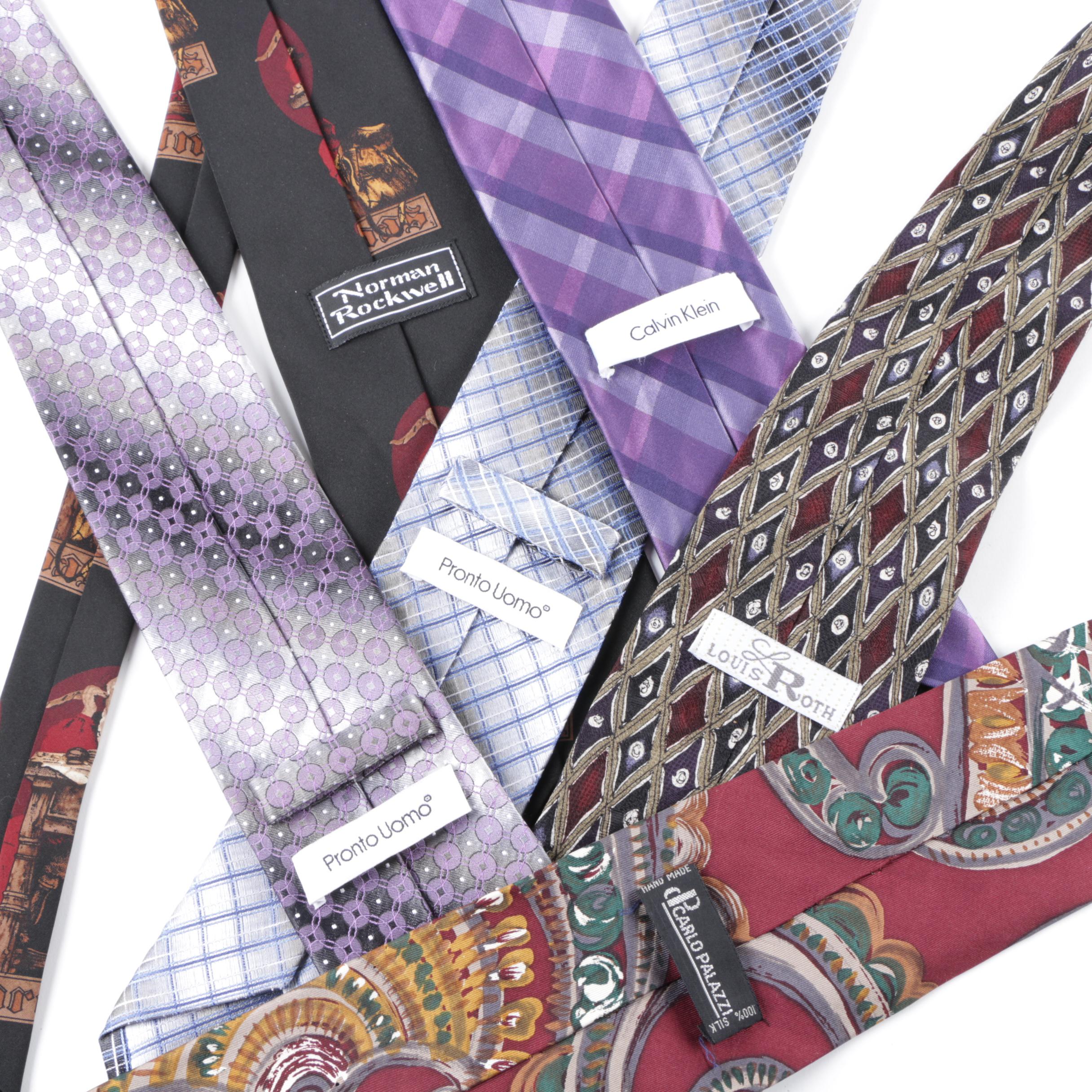 Men's Assorted Neckties Including Pronto Uomo and Calvin Klein